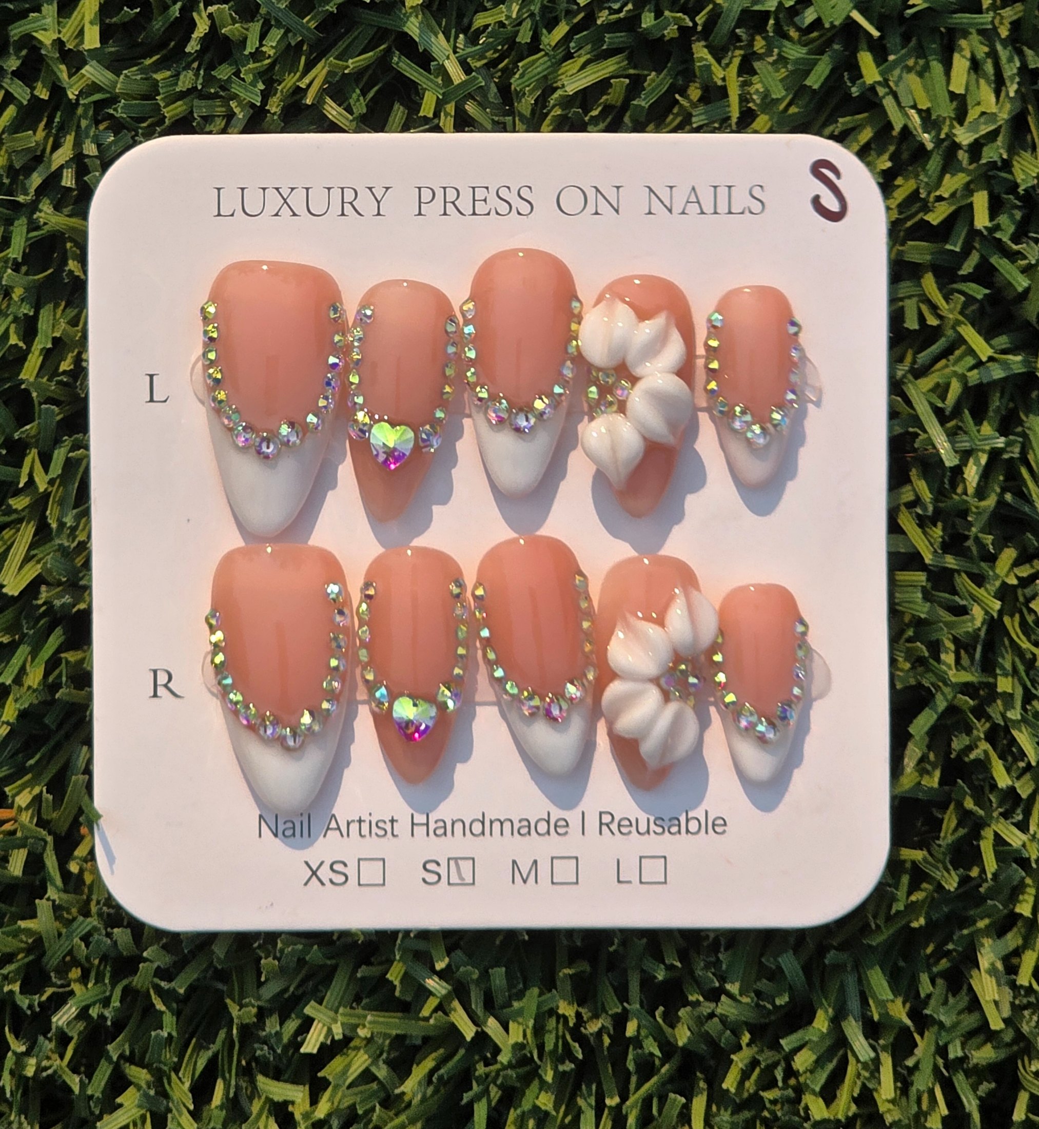 White frenchie Press-On Nails - Size S