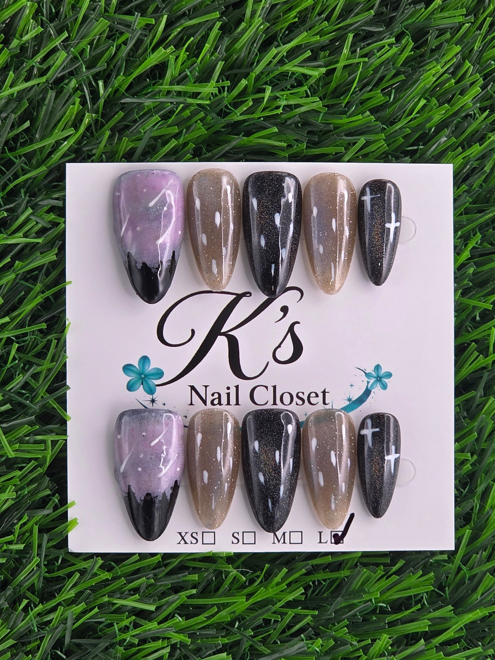 Almond Press-On Nails - Size S, L