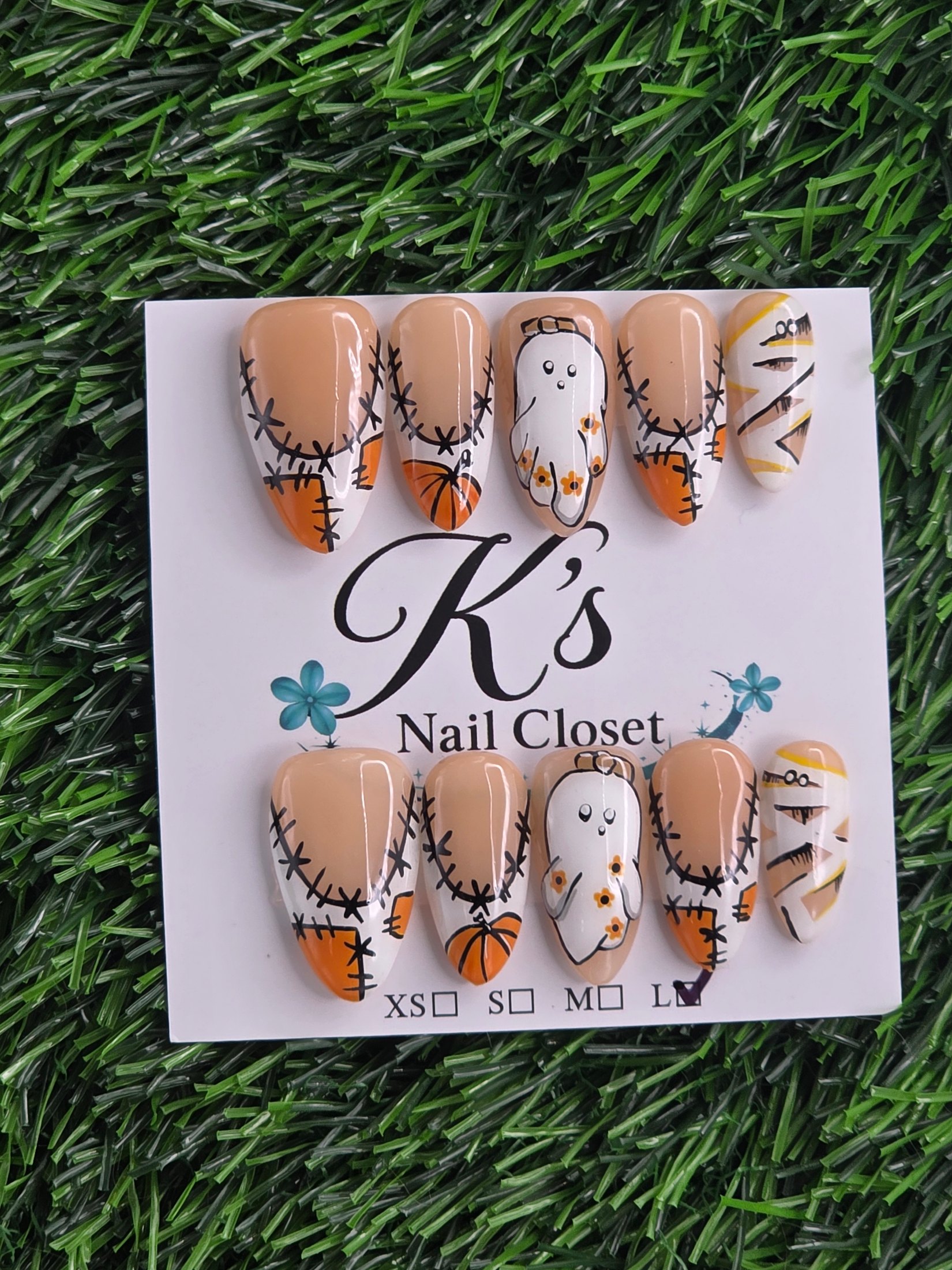 Almond Press-On Nails - Size M, L