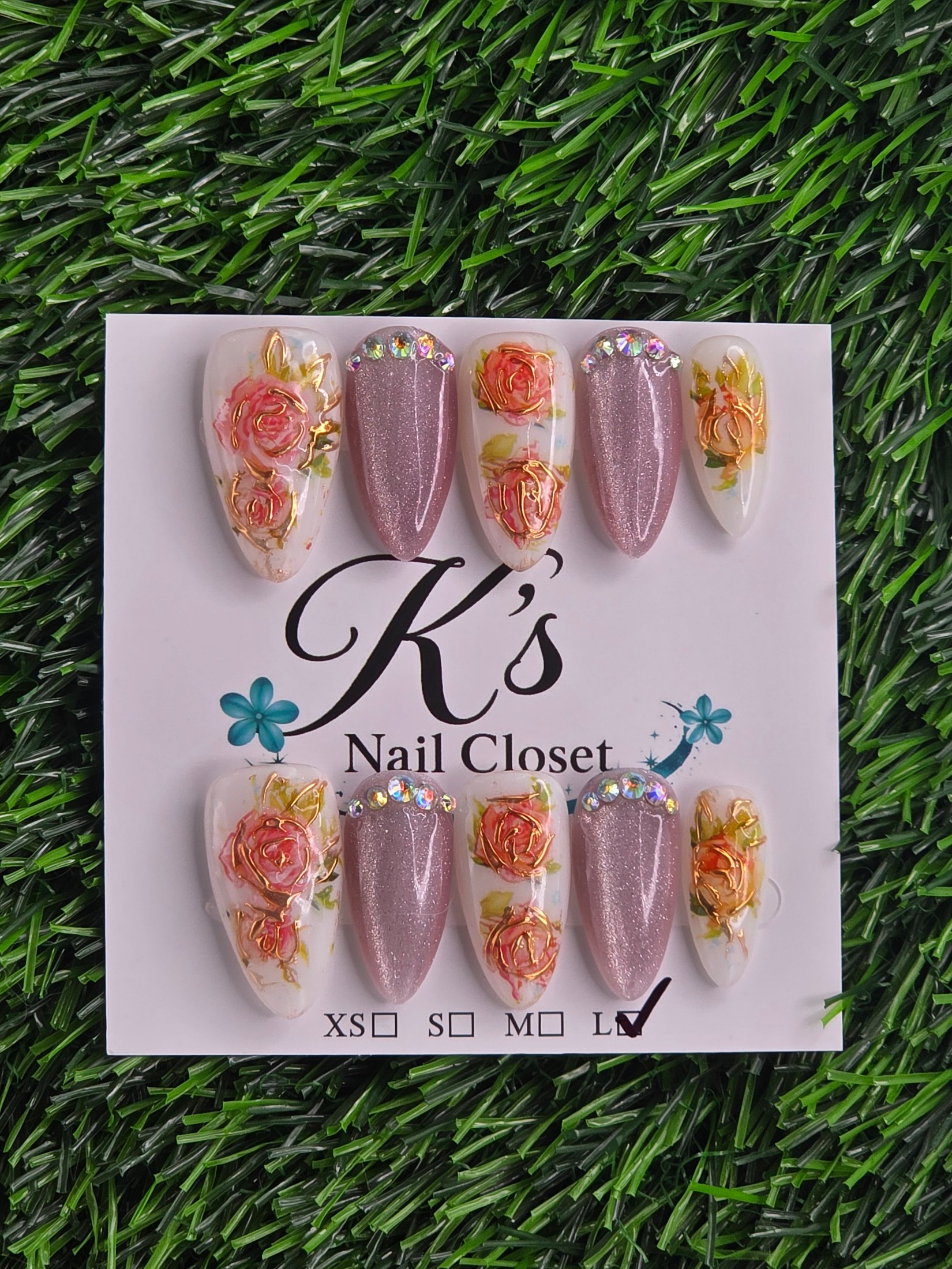 Almond Press-On Nails - Size S, L