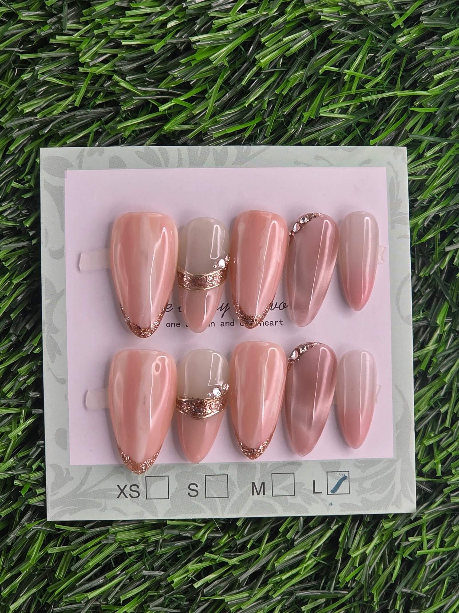 Almond Press-On Nails - Size M, L
