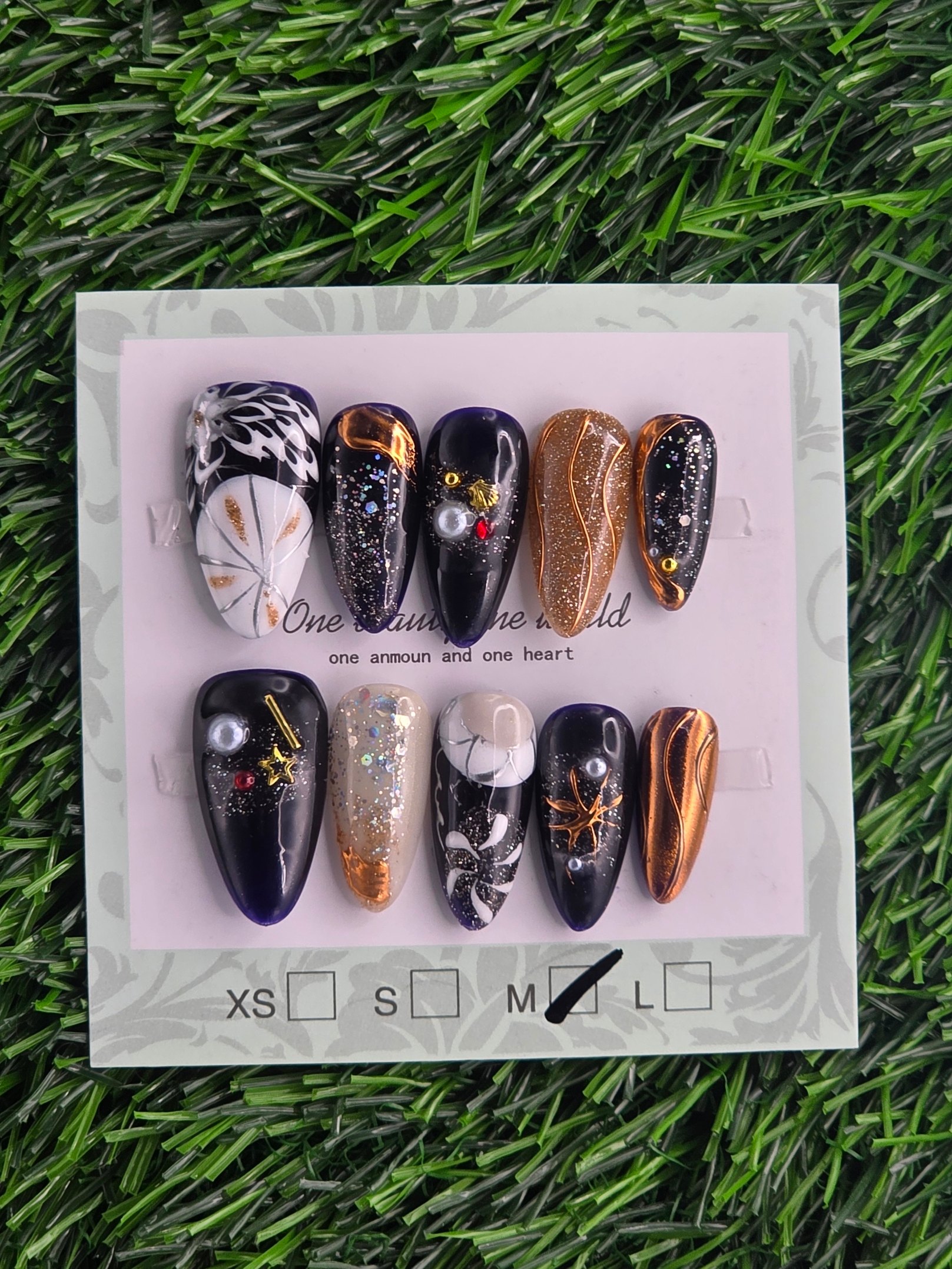 Almond Press-On Nails - Size S, M