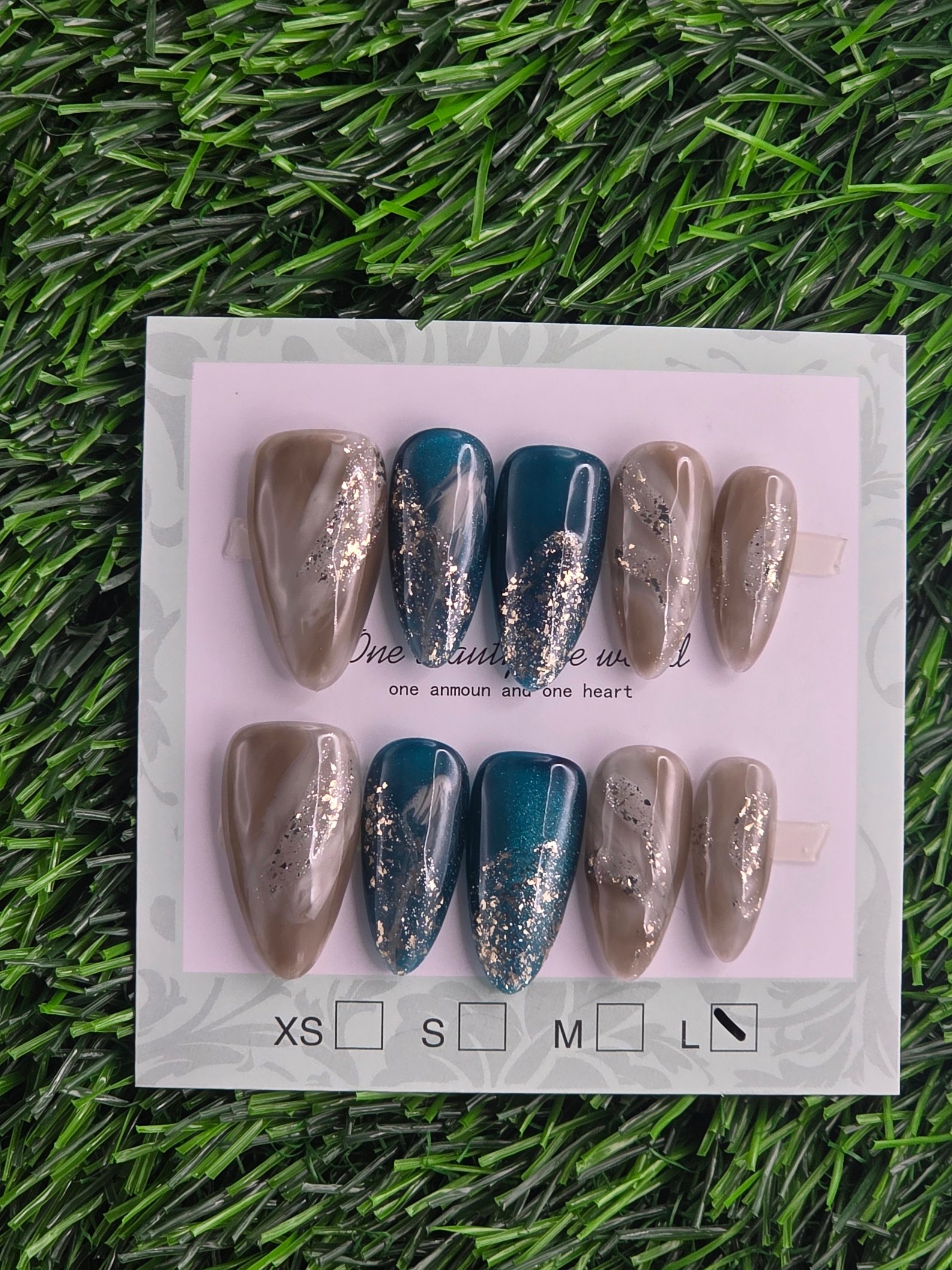 Almond Press-On Nails - Size S, M, L