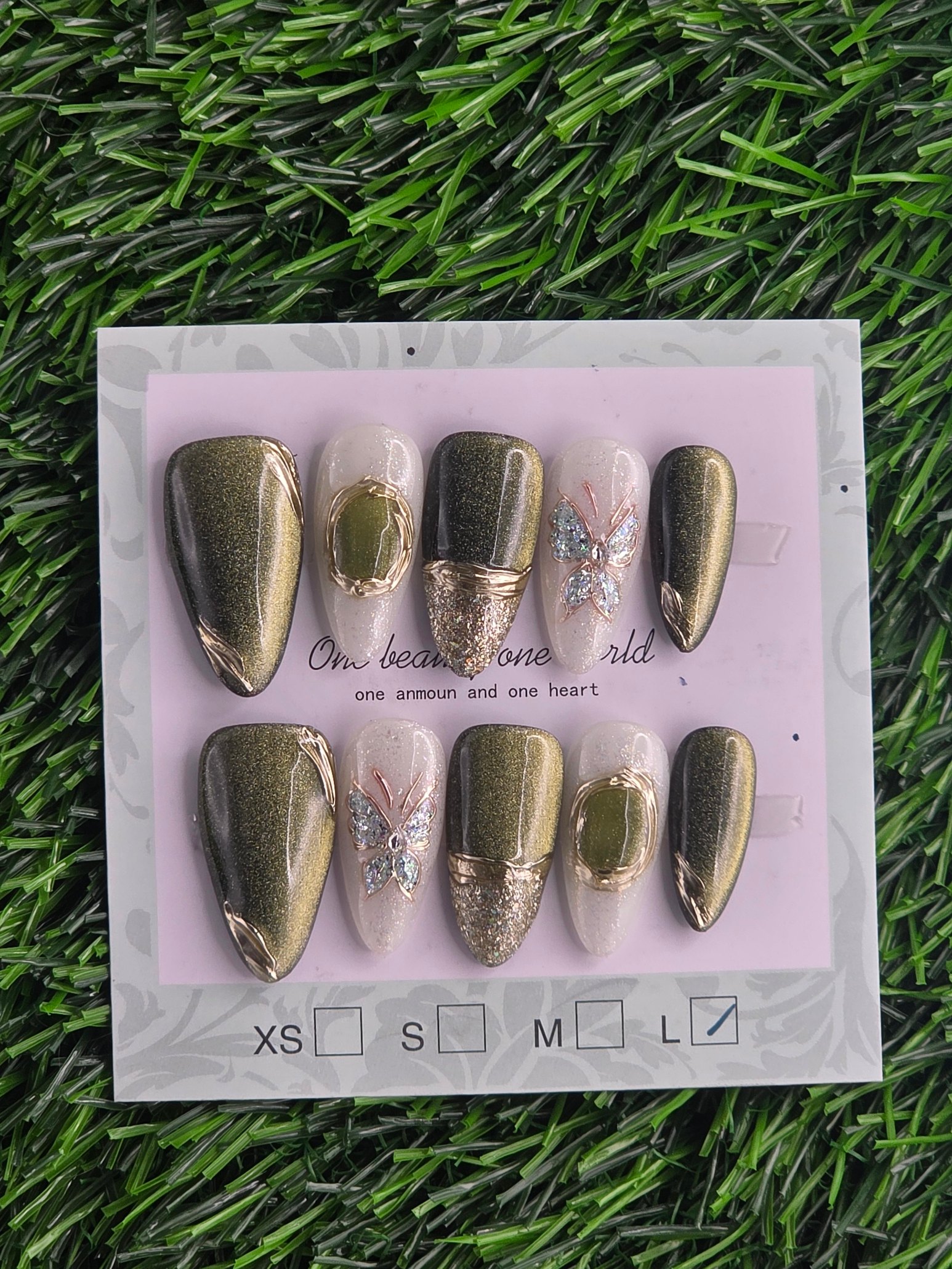 Almond Press-On Nails - Size S, M, L