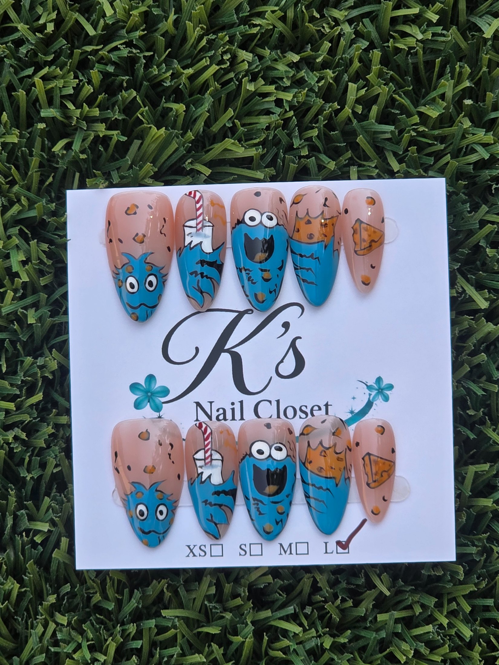 Cookie monster Press-On Nails - Size L
