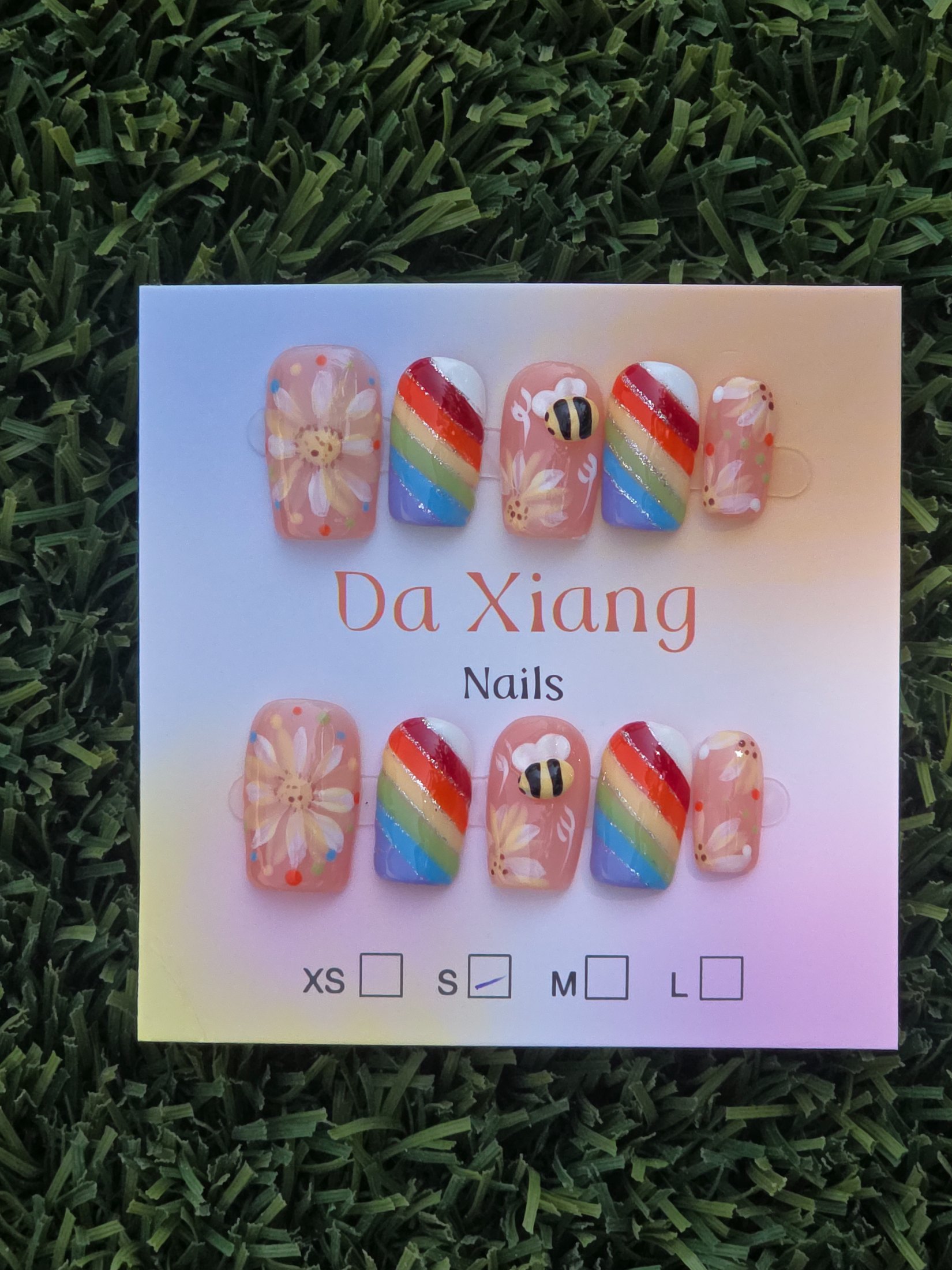 Rainbow bee Press-On Nails - Size S
