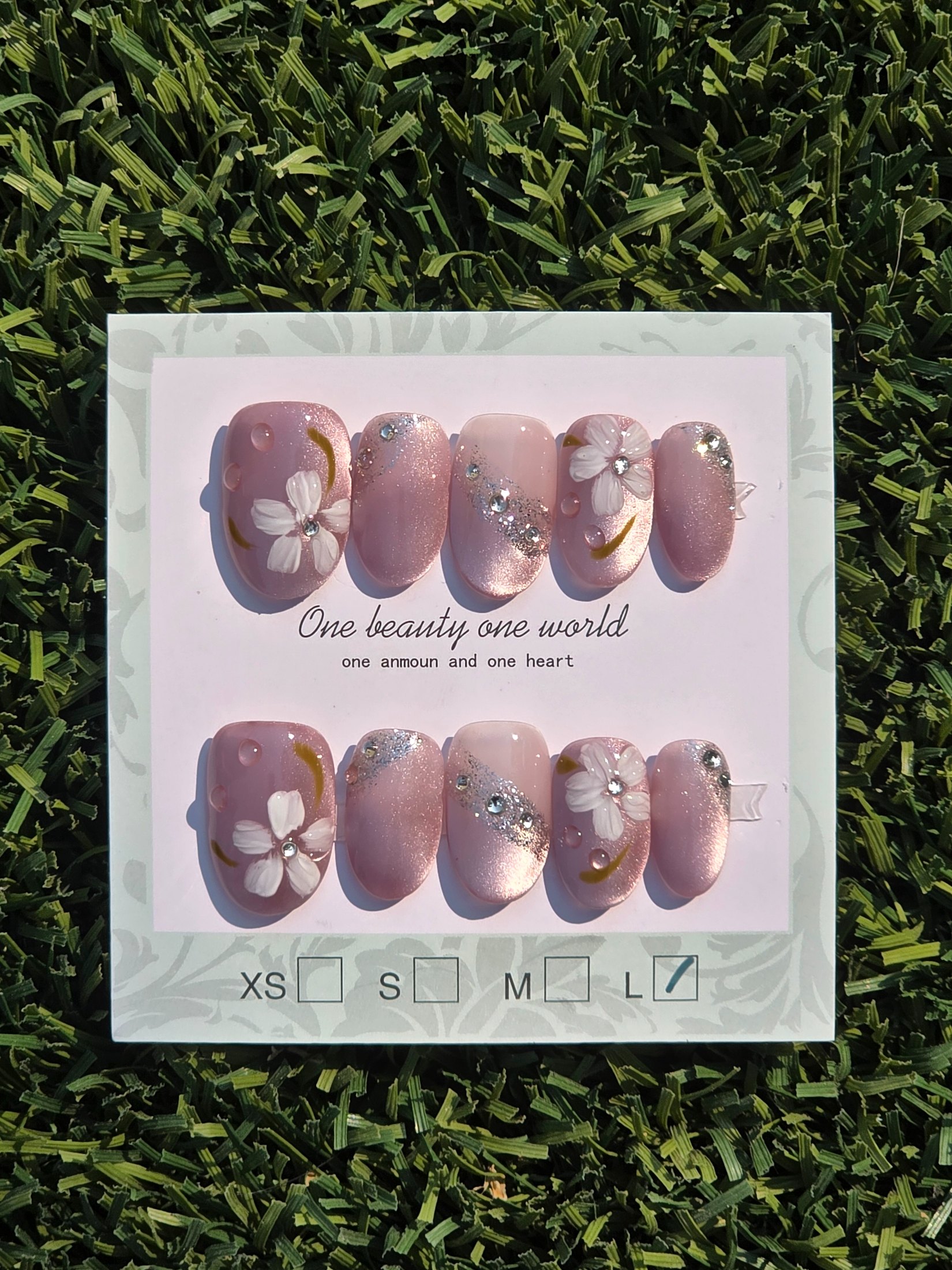 Pink Cateye (L) Press-On Nails - Size L
