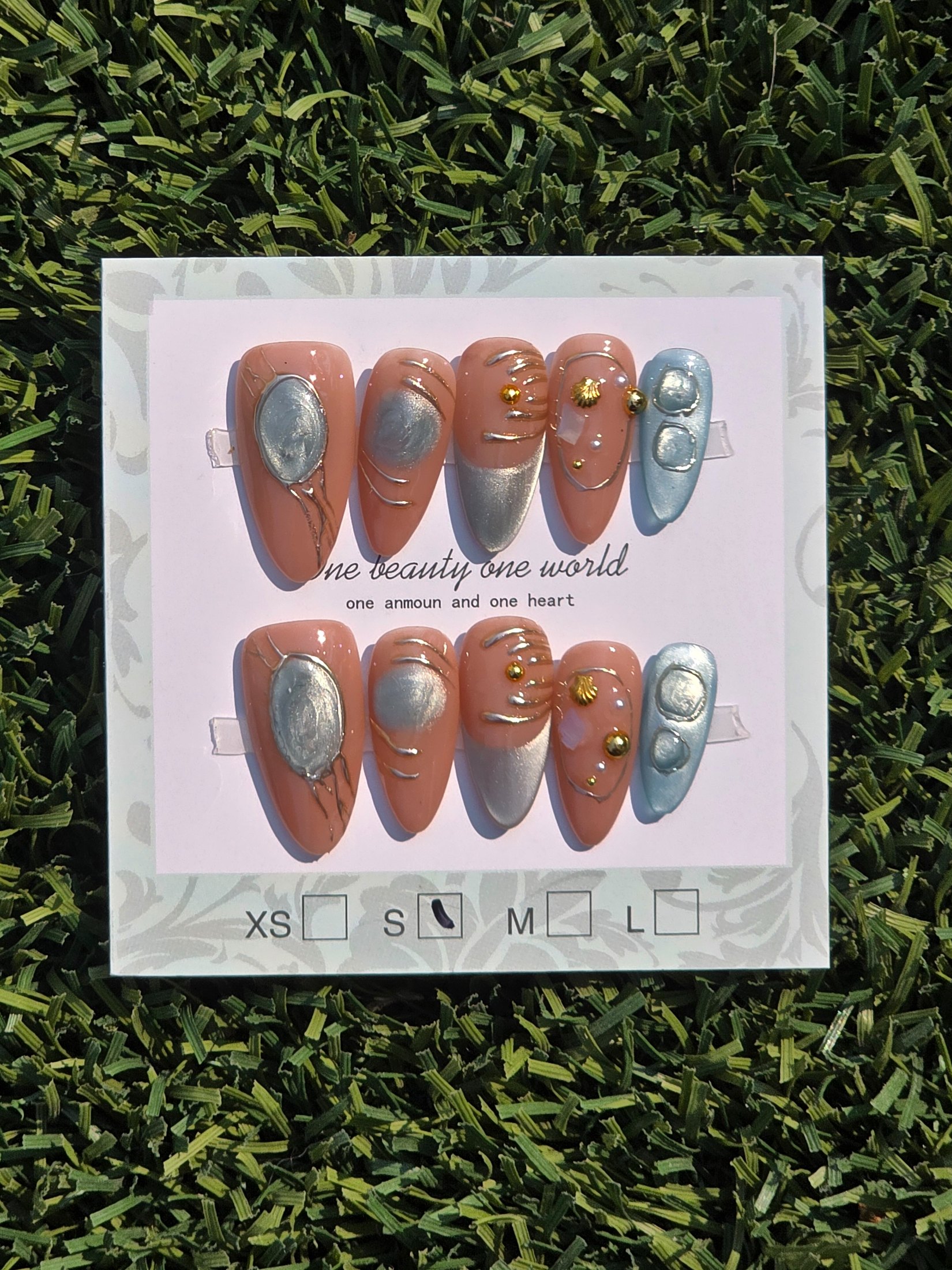Blue cateye Press-On Nails - Size S