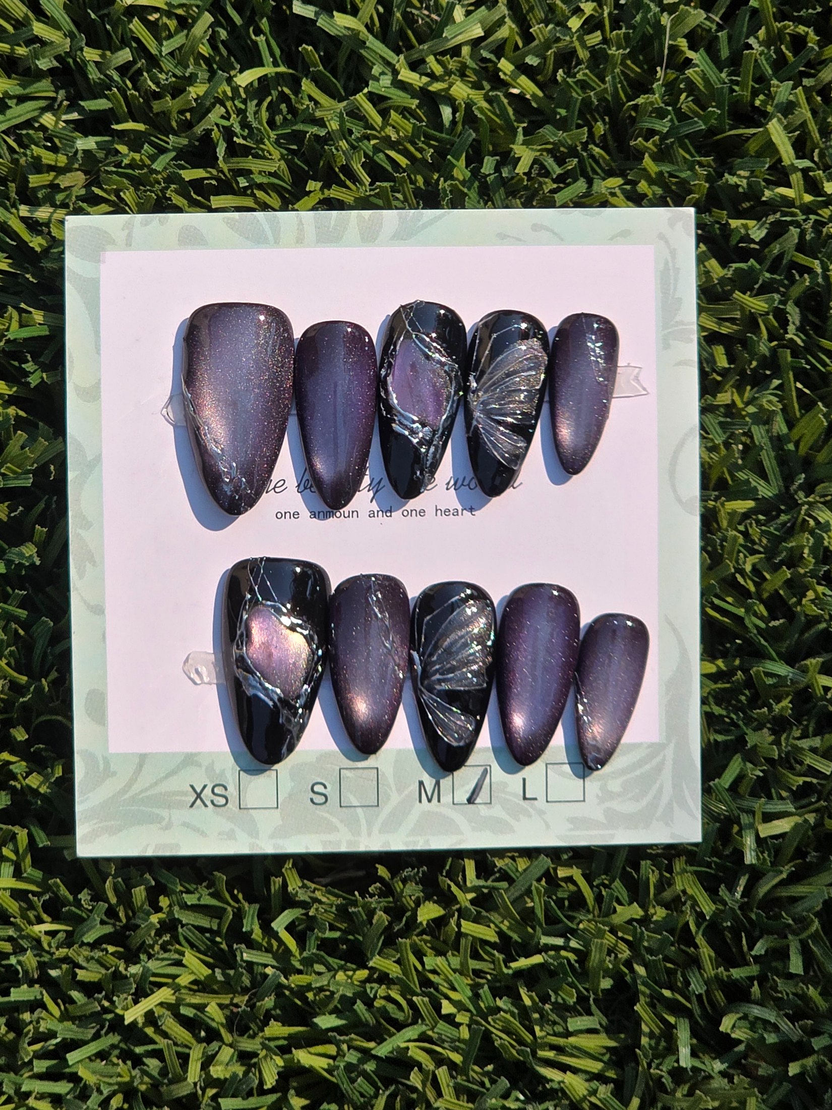 Purple cateye Press-On Nails - Size L