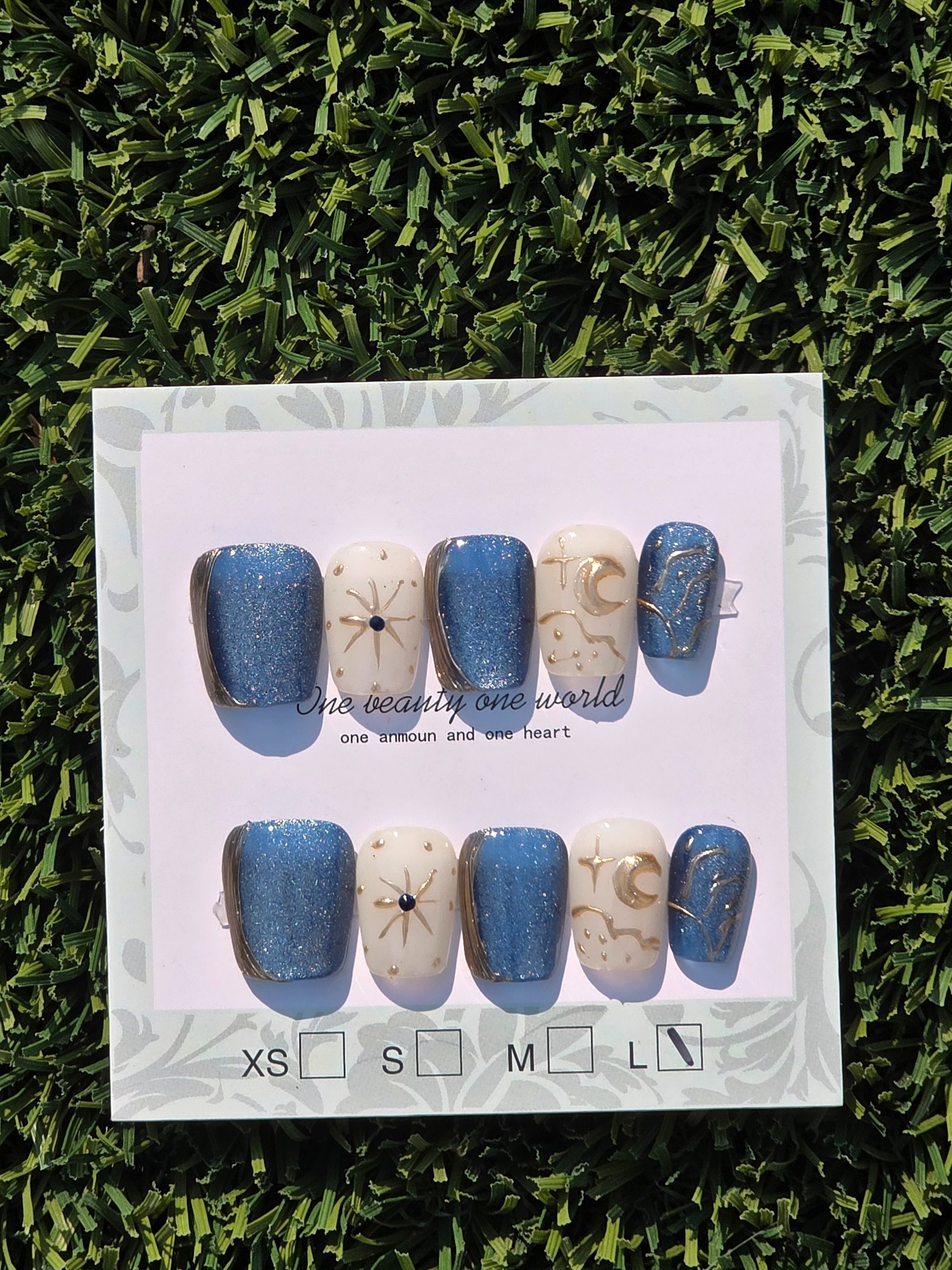 Blue celestial Press-On Nails - Size L