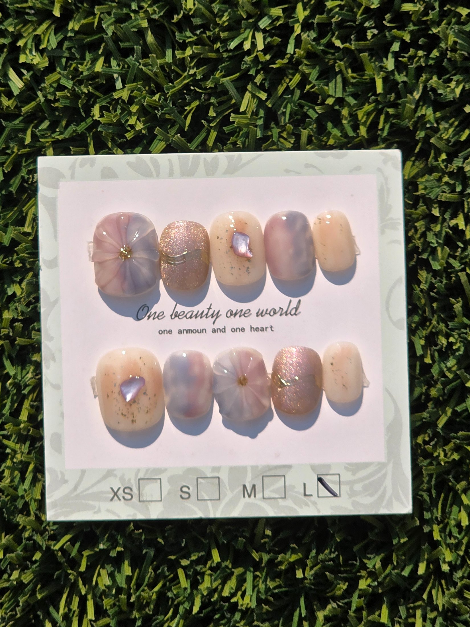Light blue and light pink Press-On Nails - Size L