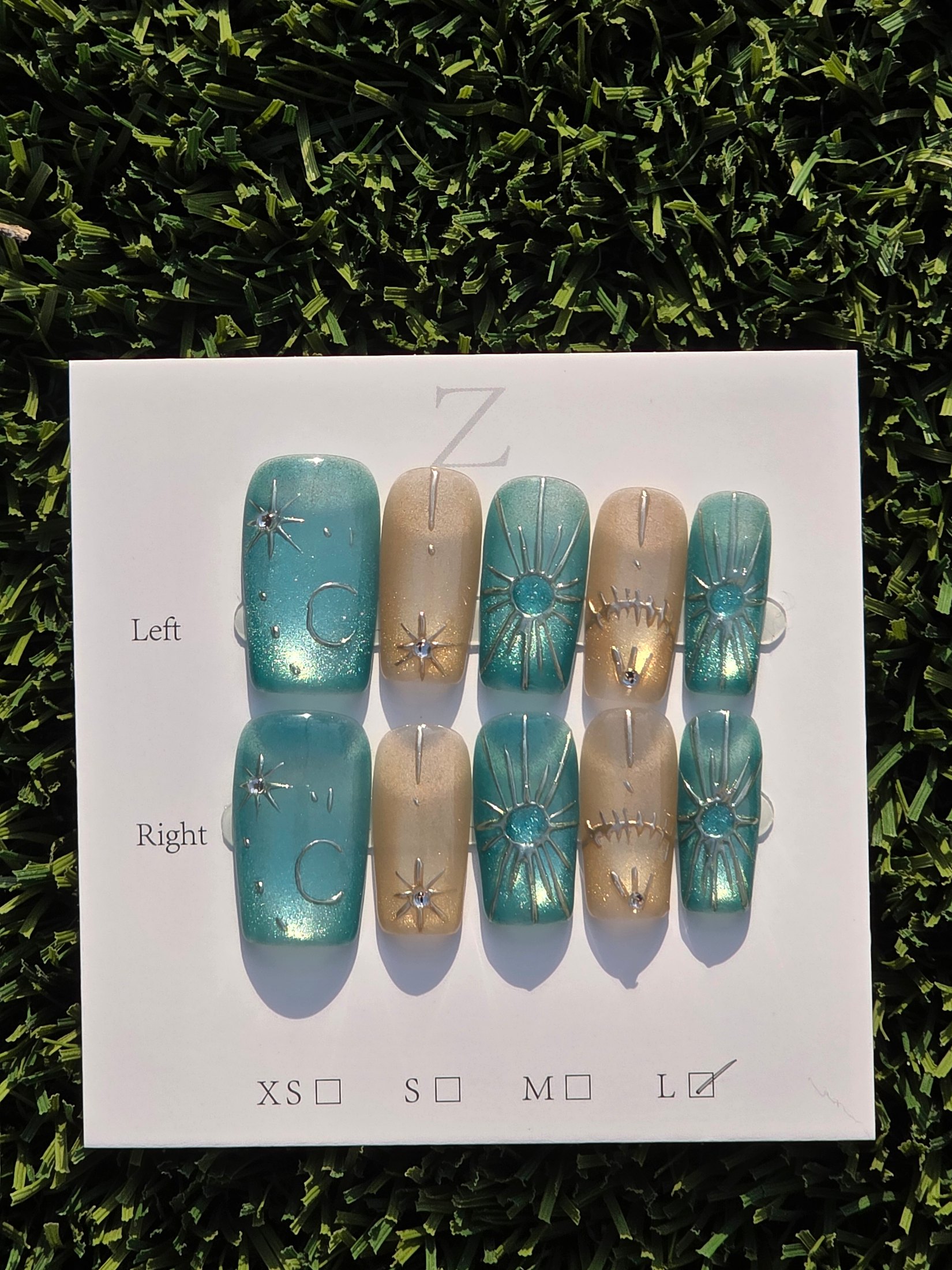 Teal & beige cateye photo 1