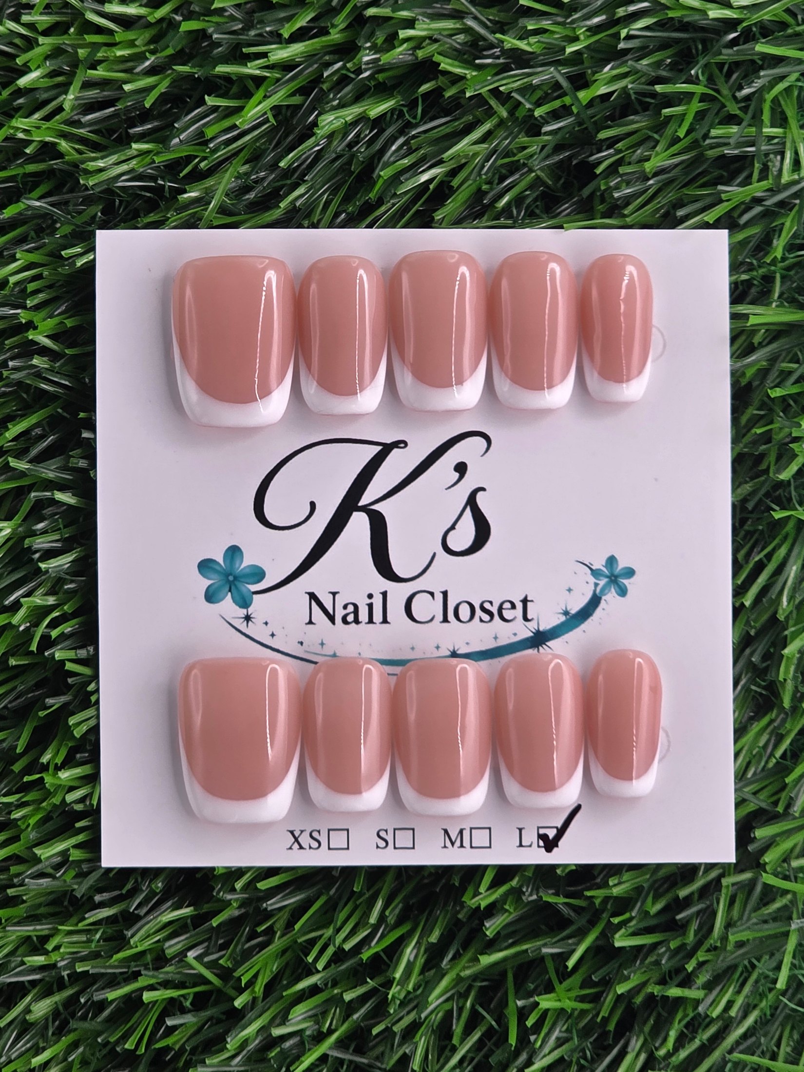 White Frenchie Press-On Nails - Size M