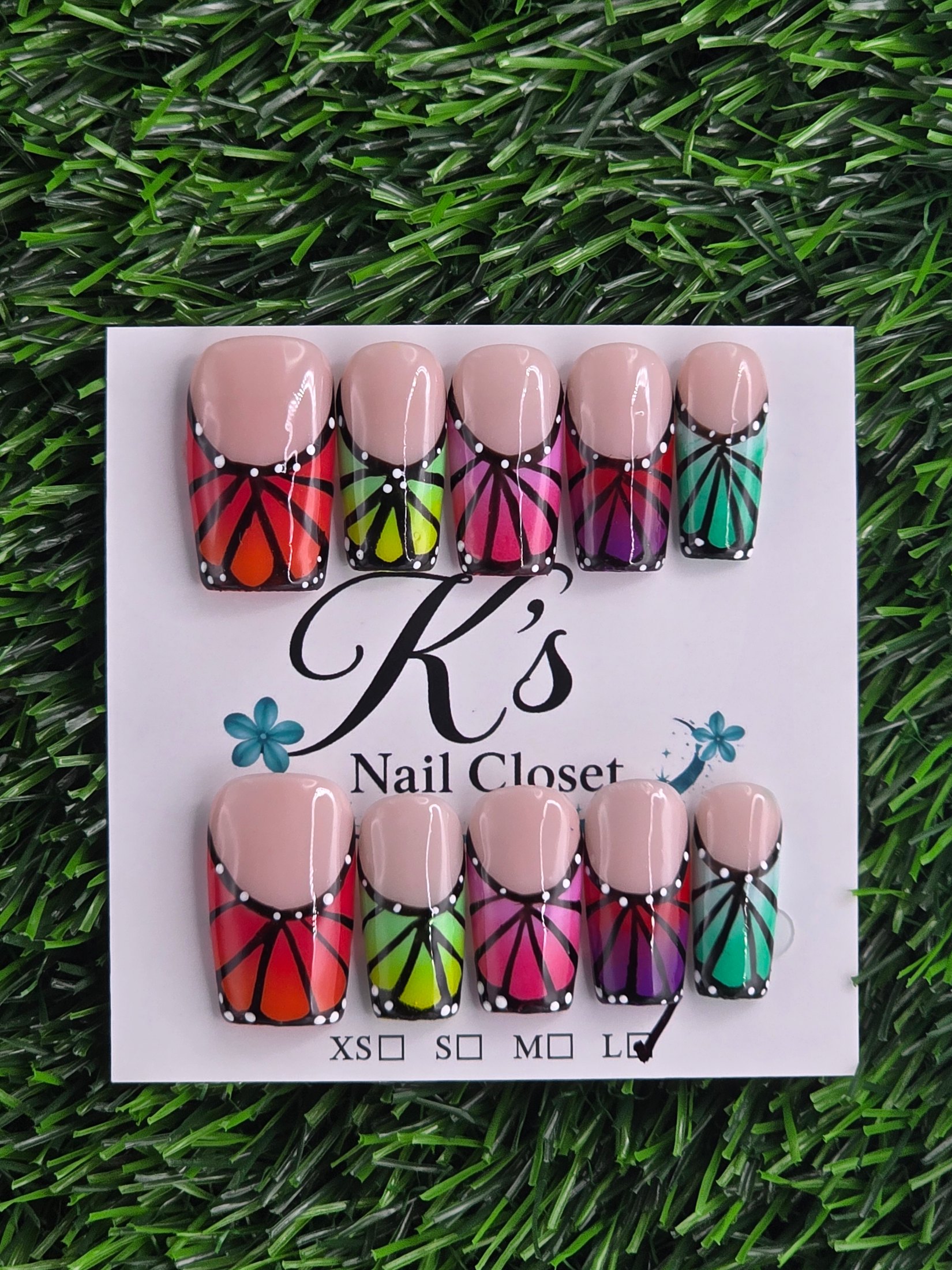 Butterfly Frenchie Press-On Nails - Size L
