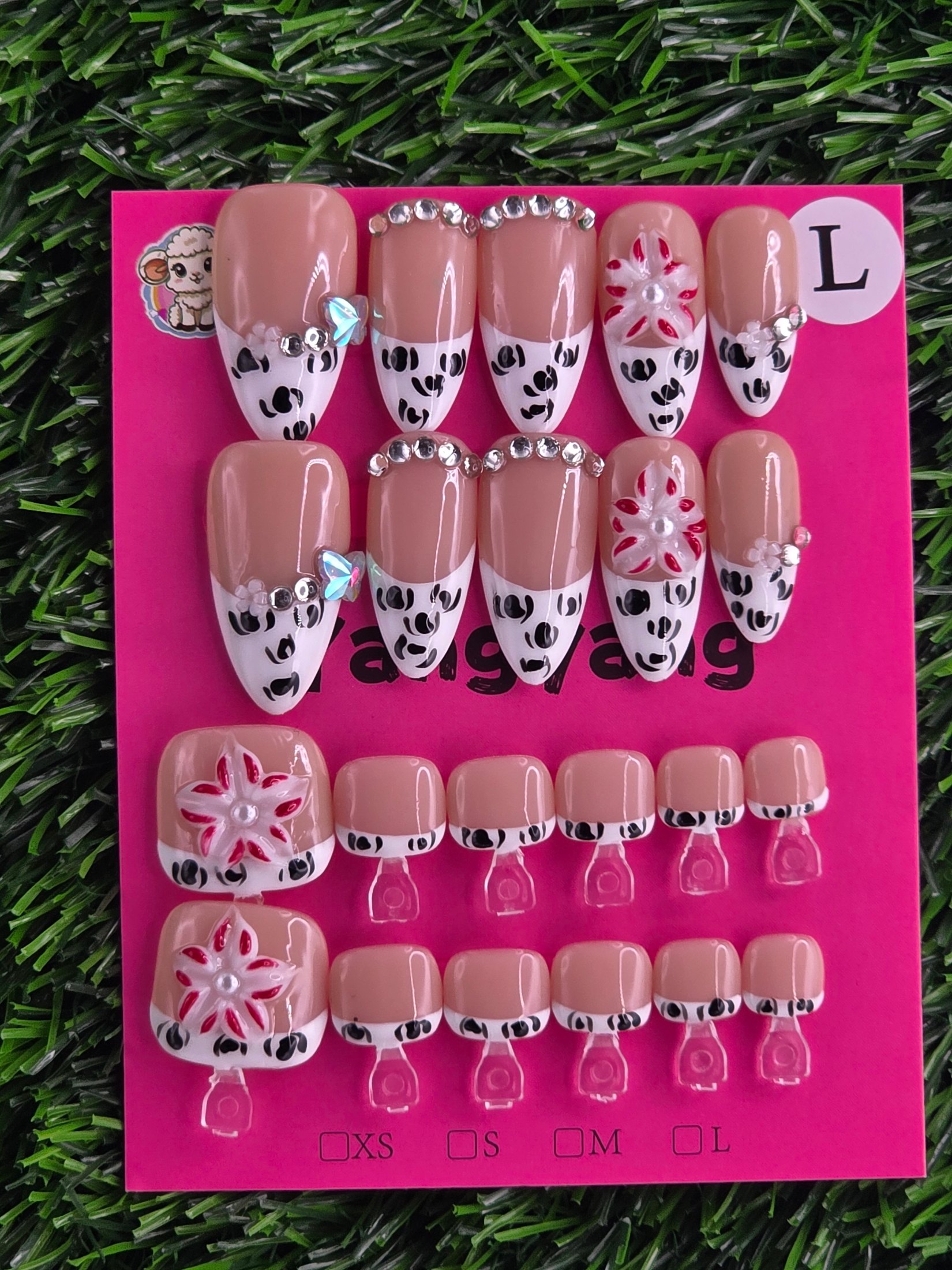 Animal Print Frenchie w/ Toes Press-On Nails - Size L