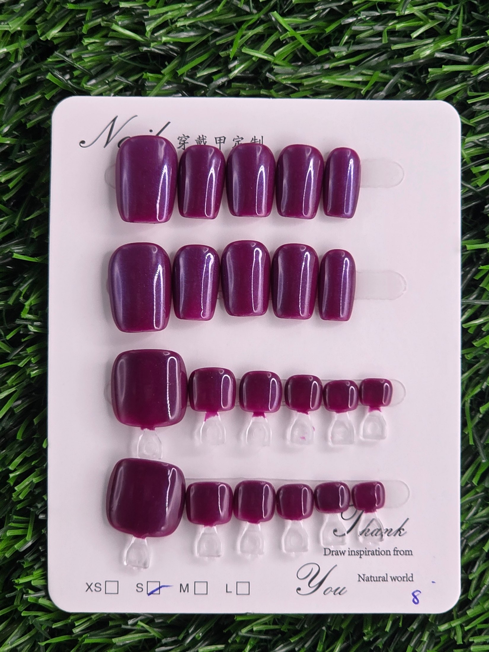 Violet Shimmer w/ Toes Press-On Nails - Size S