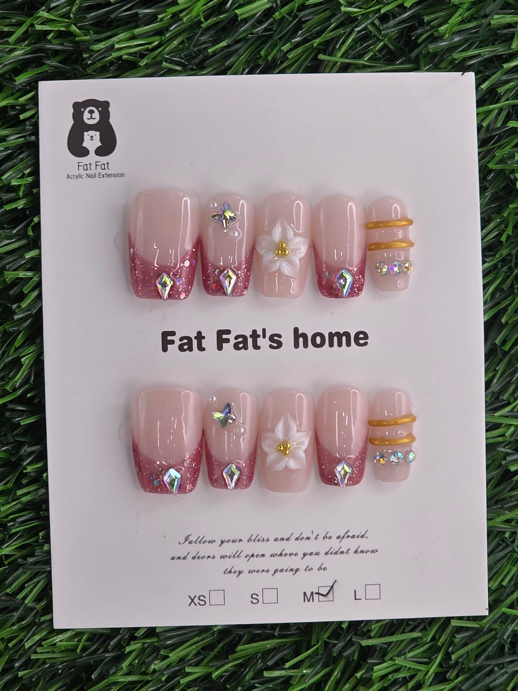 Pink Frenchie Press-On Nails - Size M