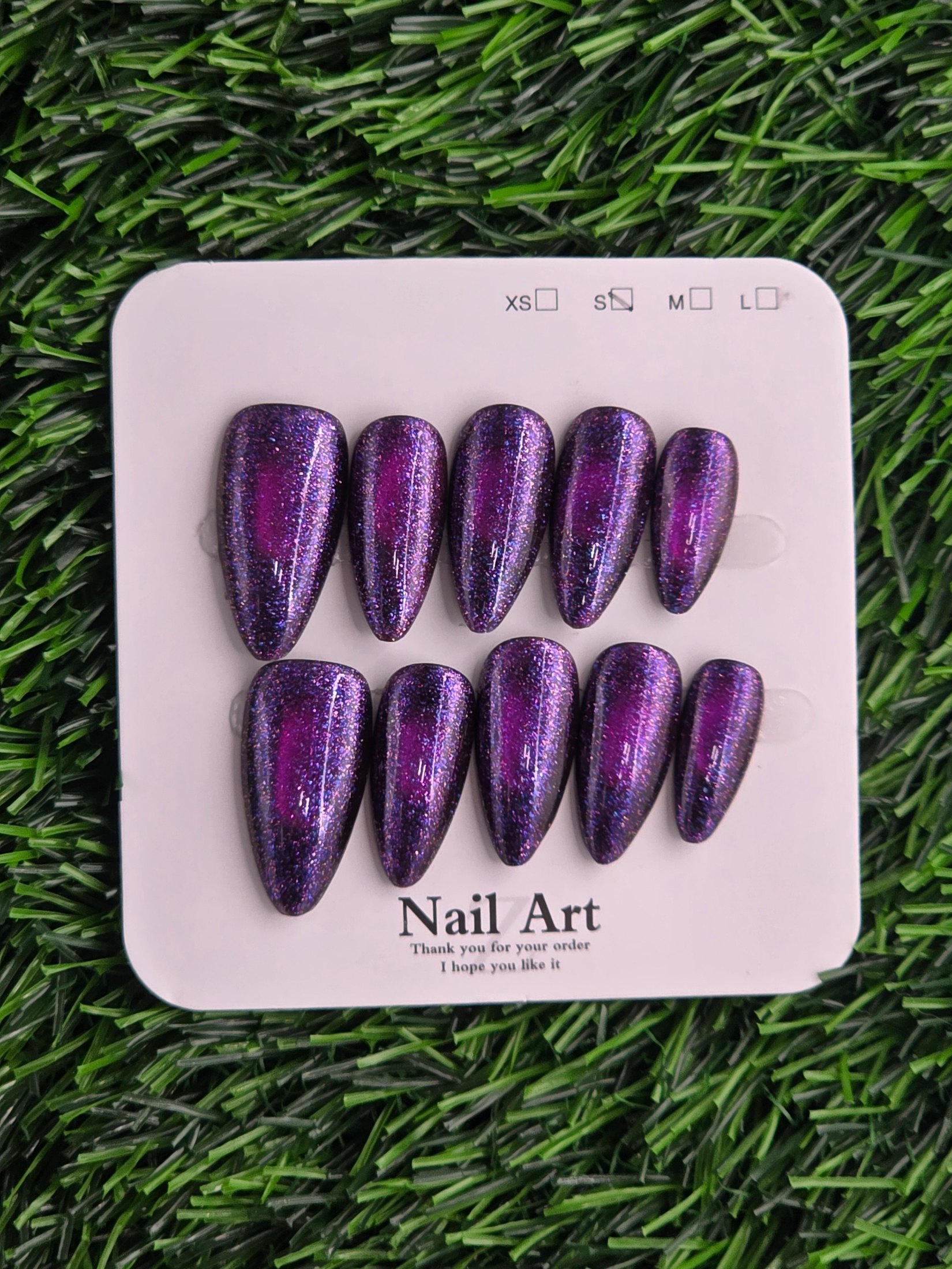 Purple Cateye Press-On Nails - Size S