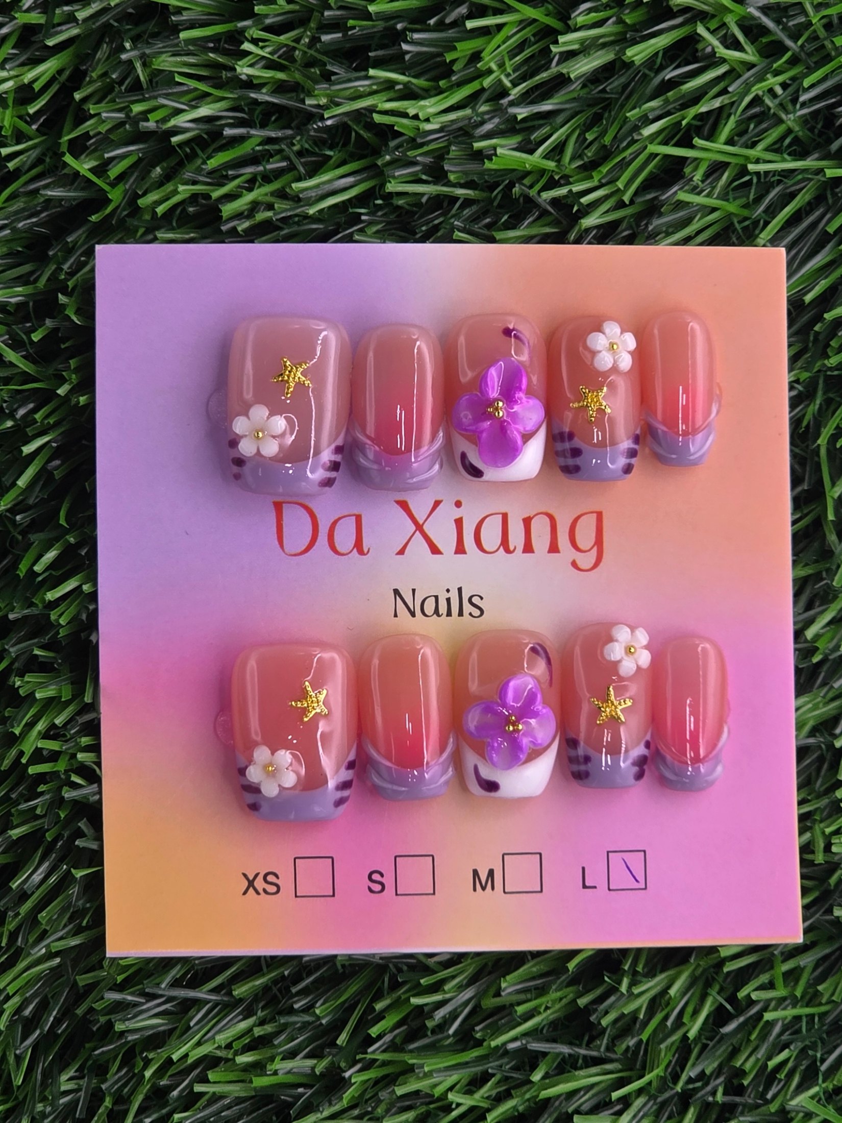 Purple Frenchie Press-On Nails - Size L