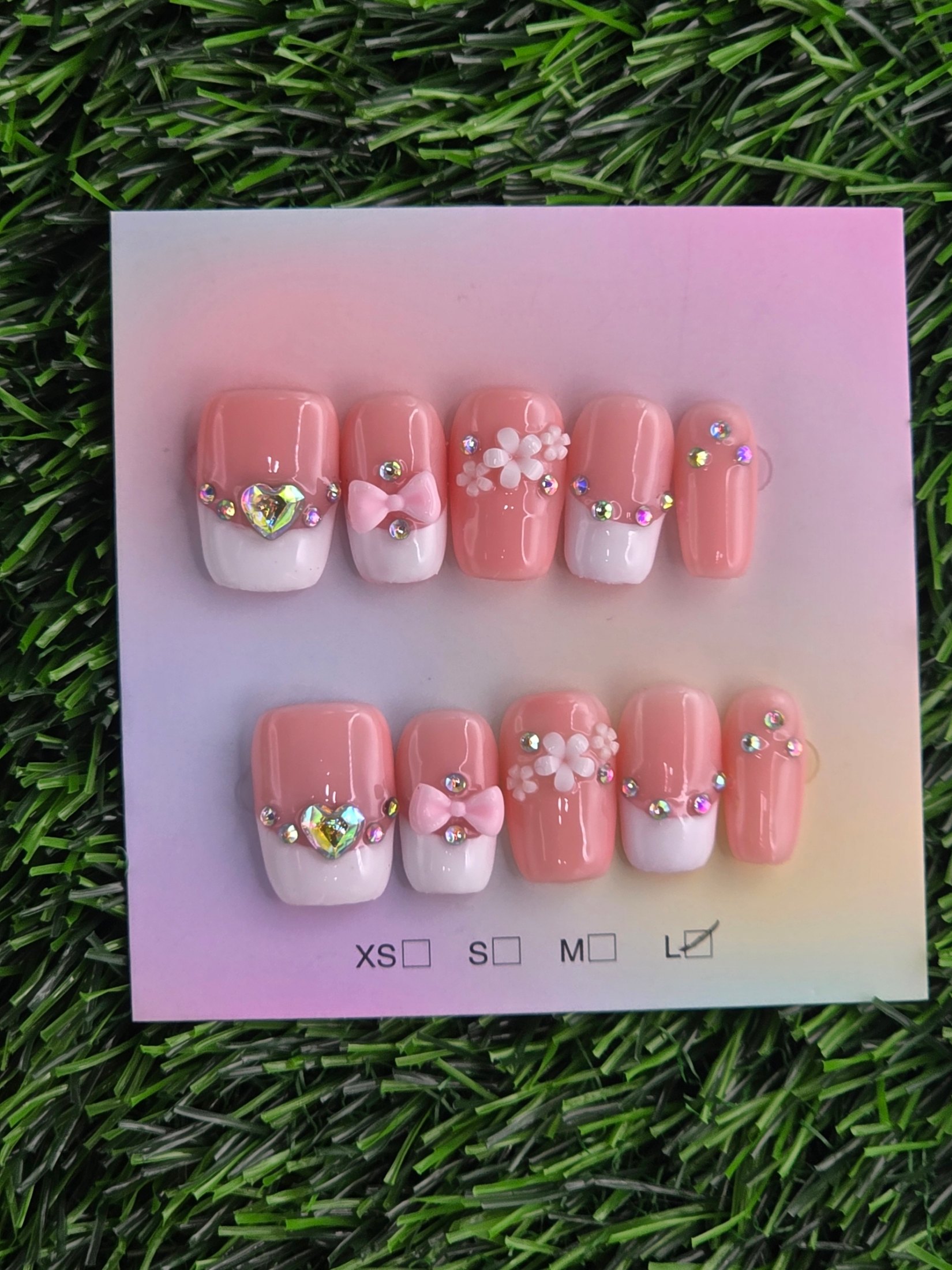 White Frenchie Press-On Nails - Size L