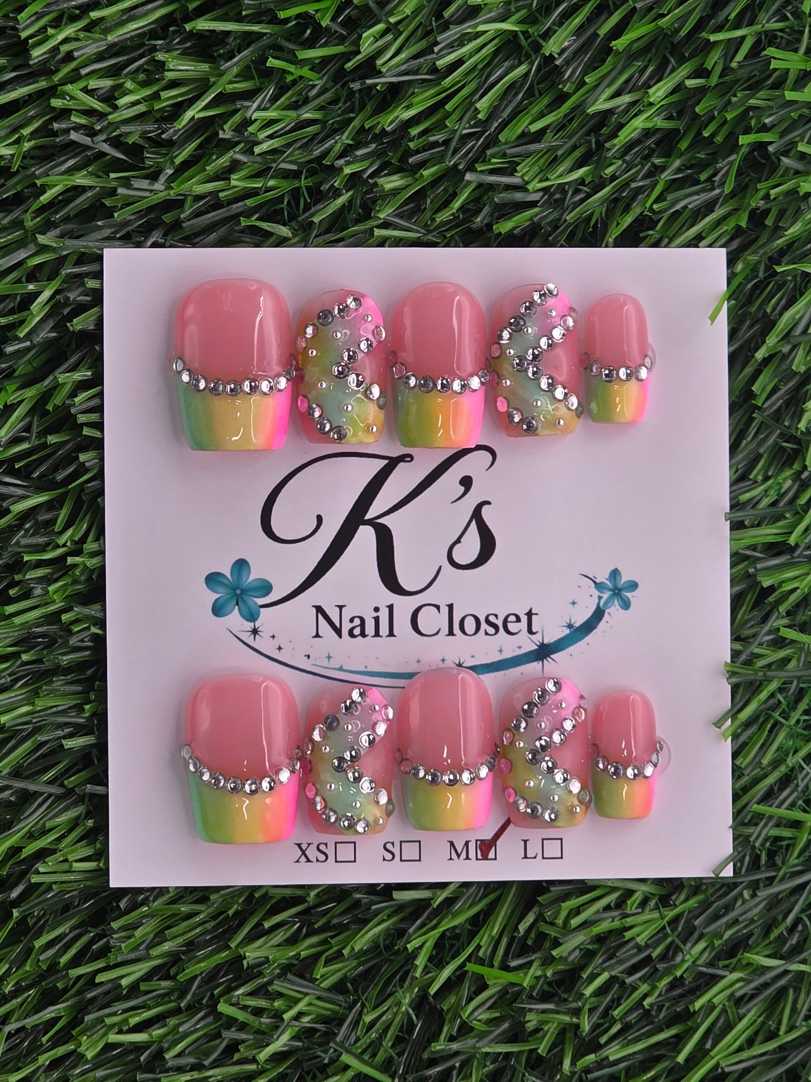 Rainbow Press-On Nails - Size M