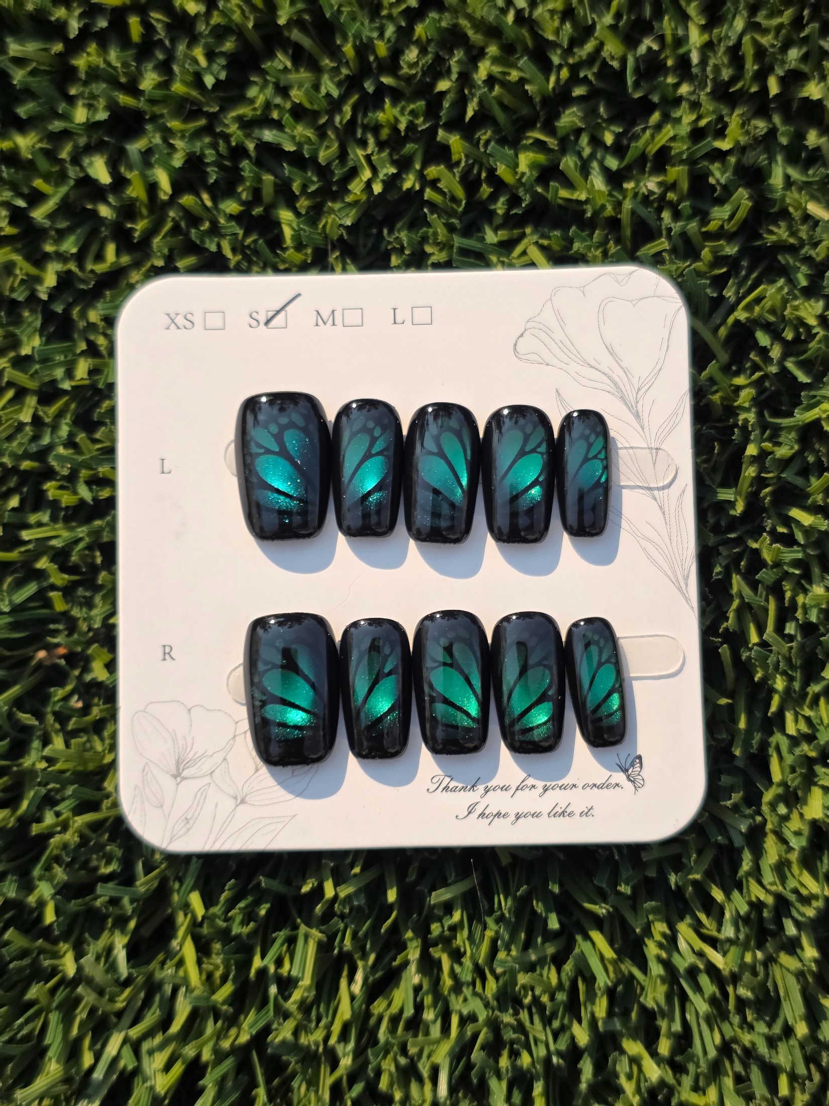 Butterfly  cateye Press-On Nails - Size S