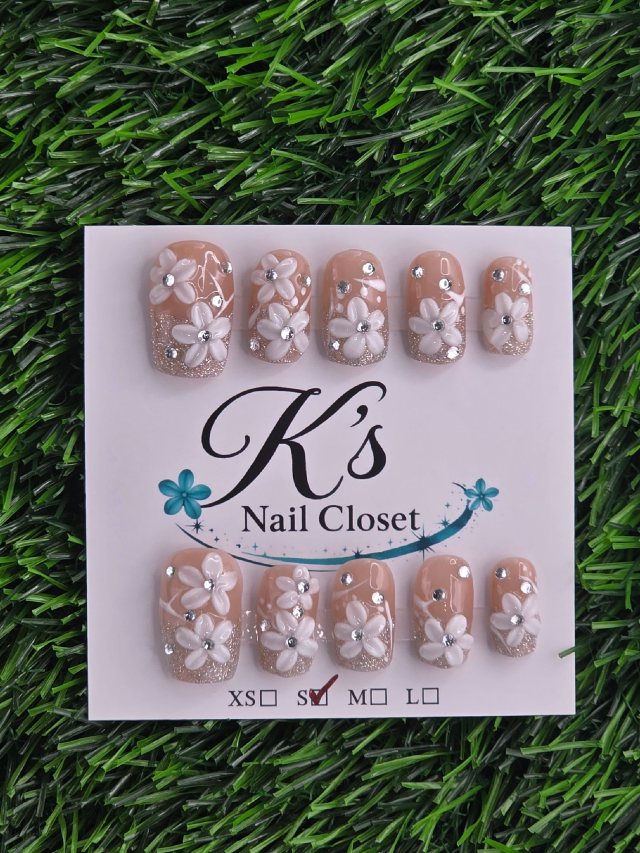 Silver Glitter Frenchie w/ Flowers