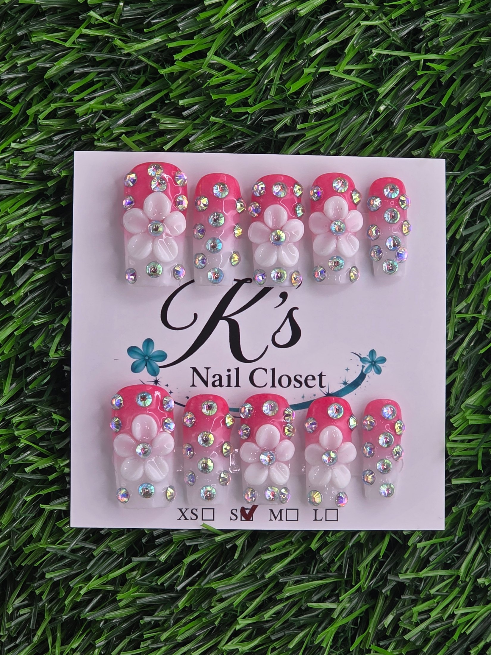 Pink and White w/ Bling and Flowers photo 1