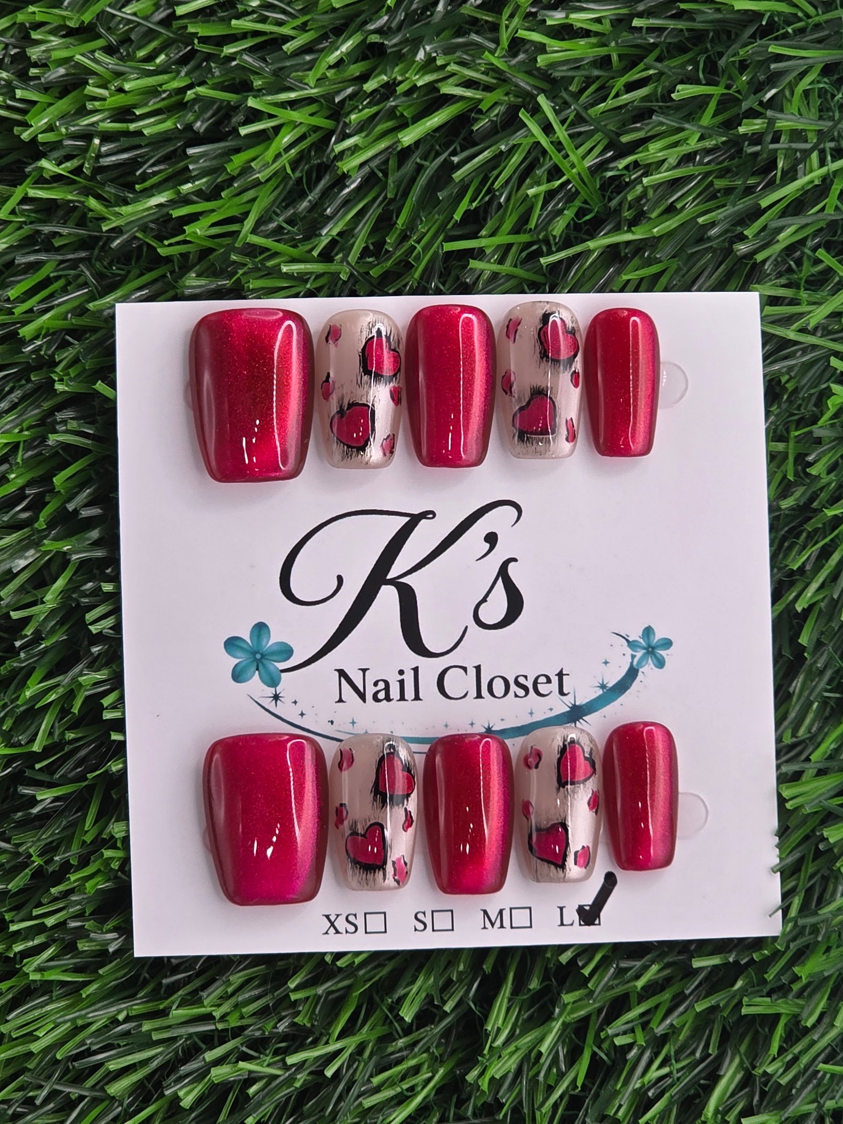Pink Cateye Press-On Nails - Size L