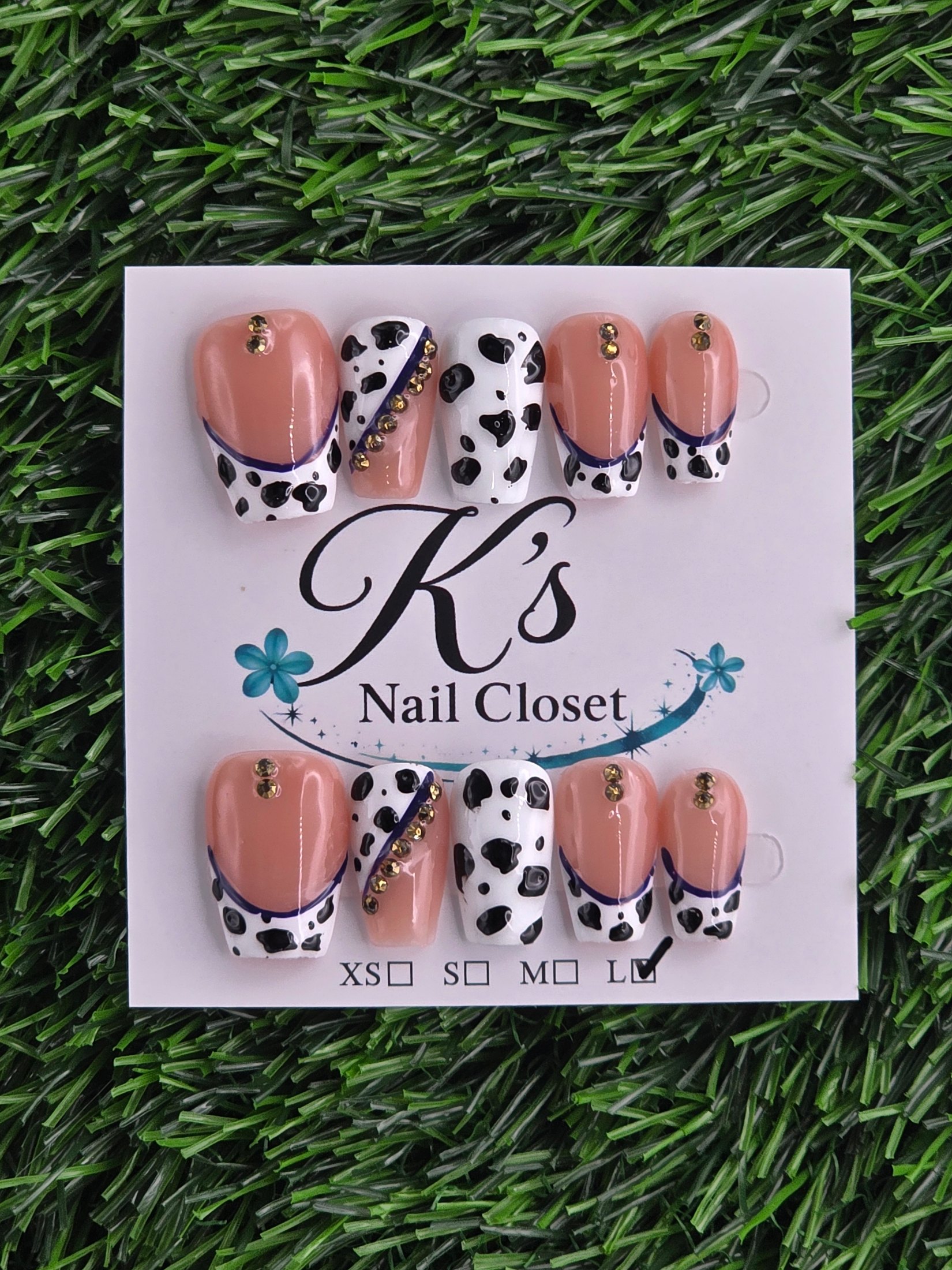 Cow Print Press-On Nails - Size L