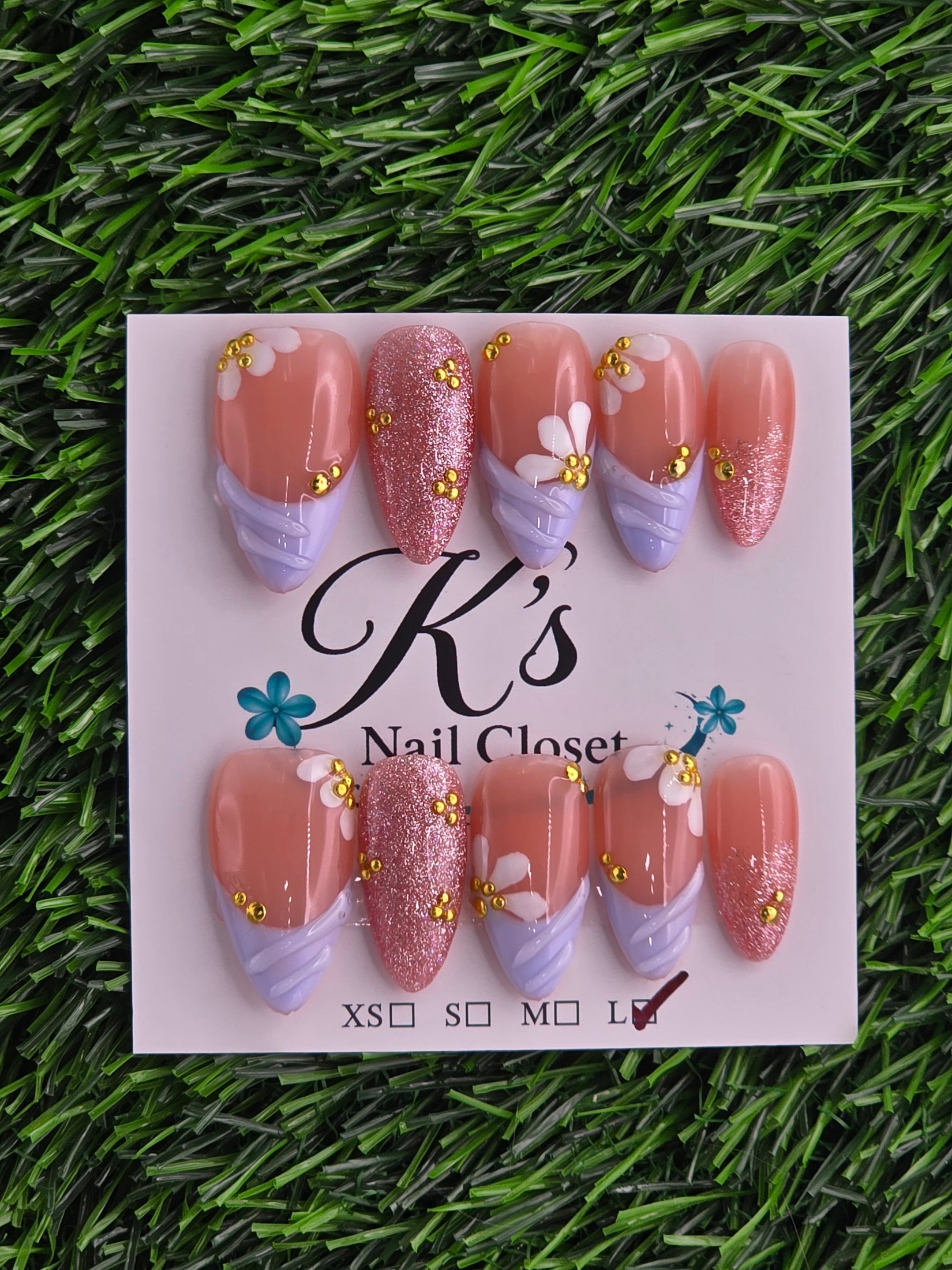 Purple Frenchie Press-On Nails - Size L