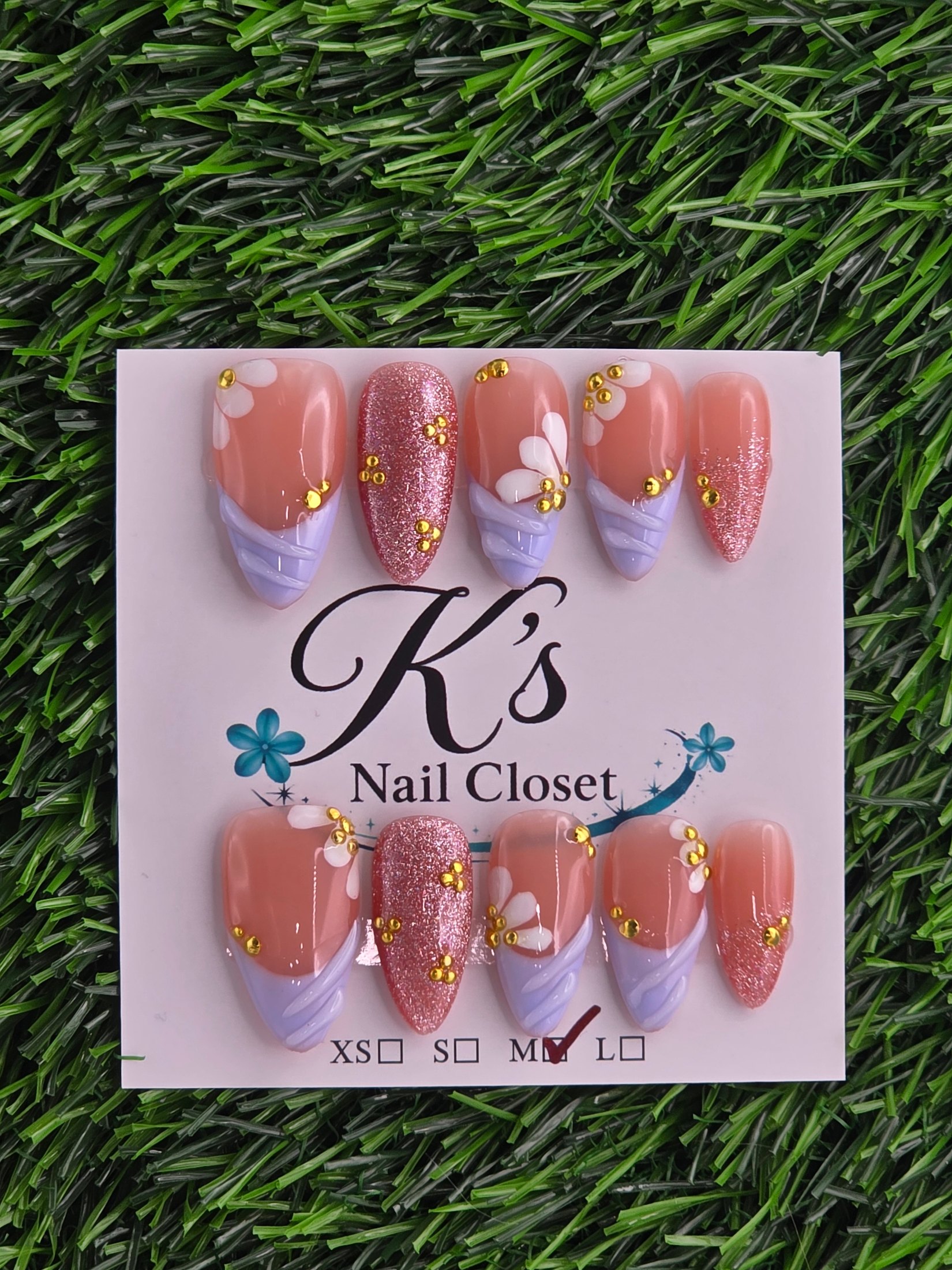 Purple Frenchie Press-On Nails - Size M