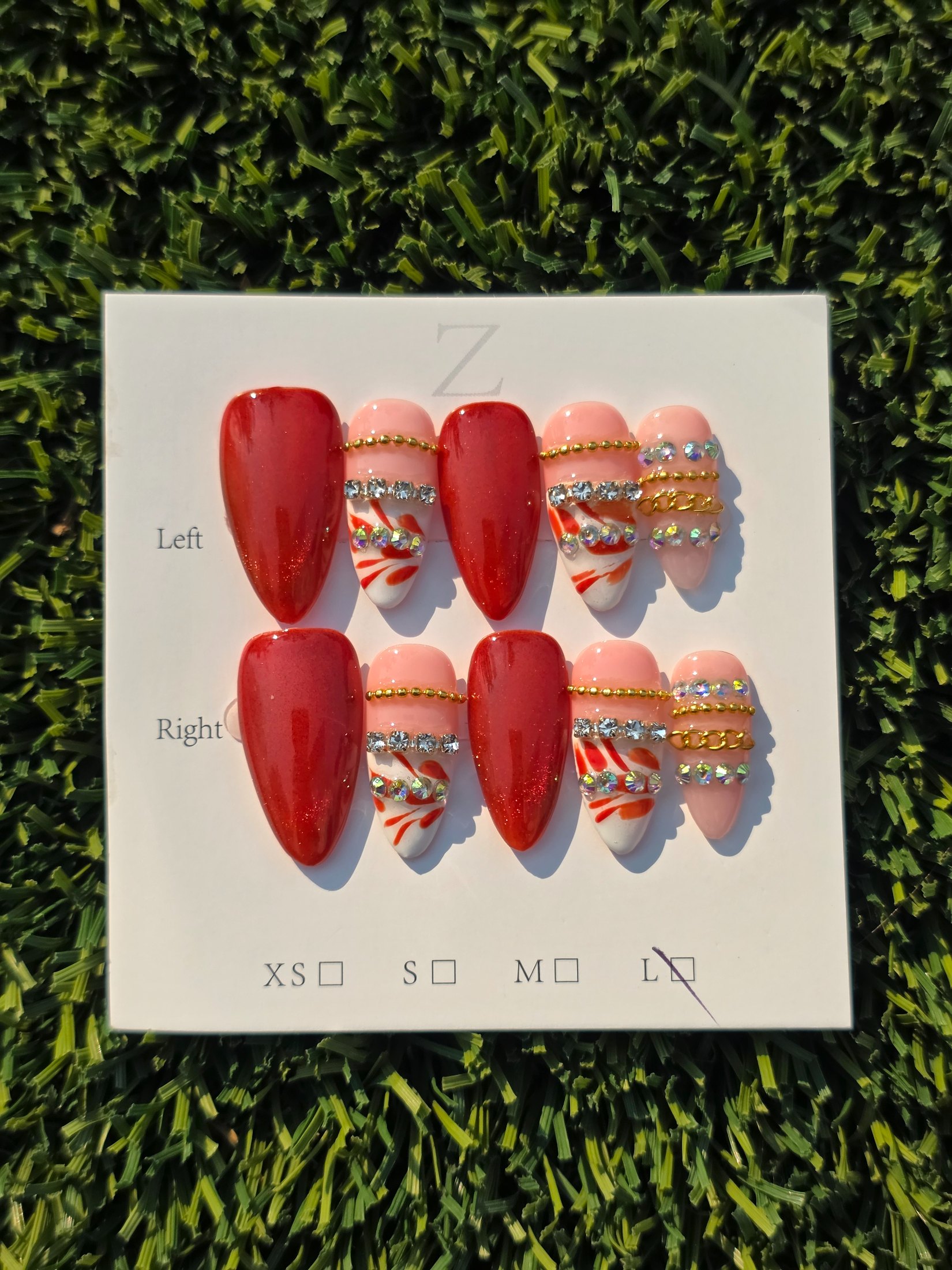 Orange cateye w/ bangles Press-On Nails - Size L