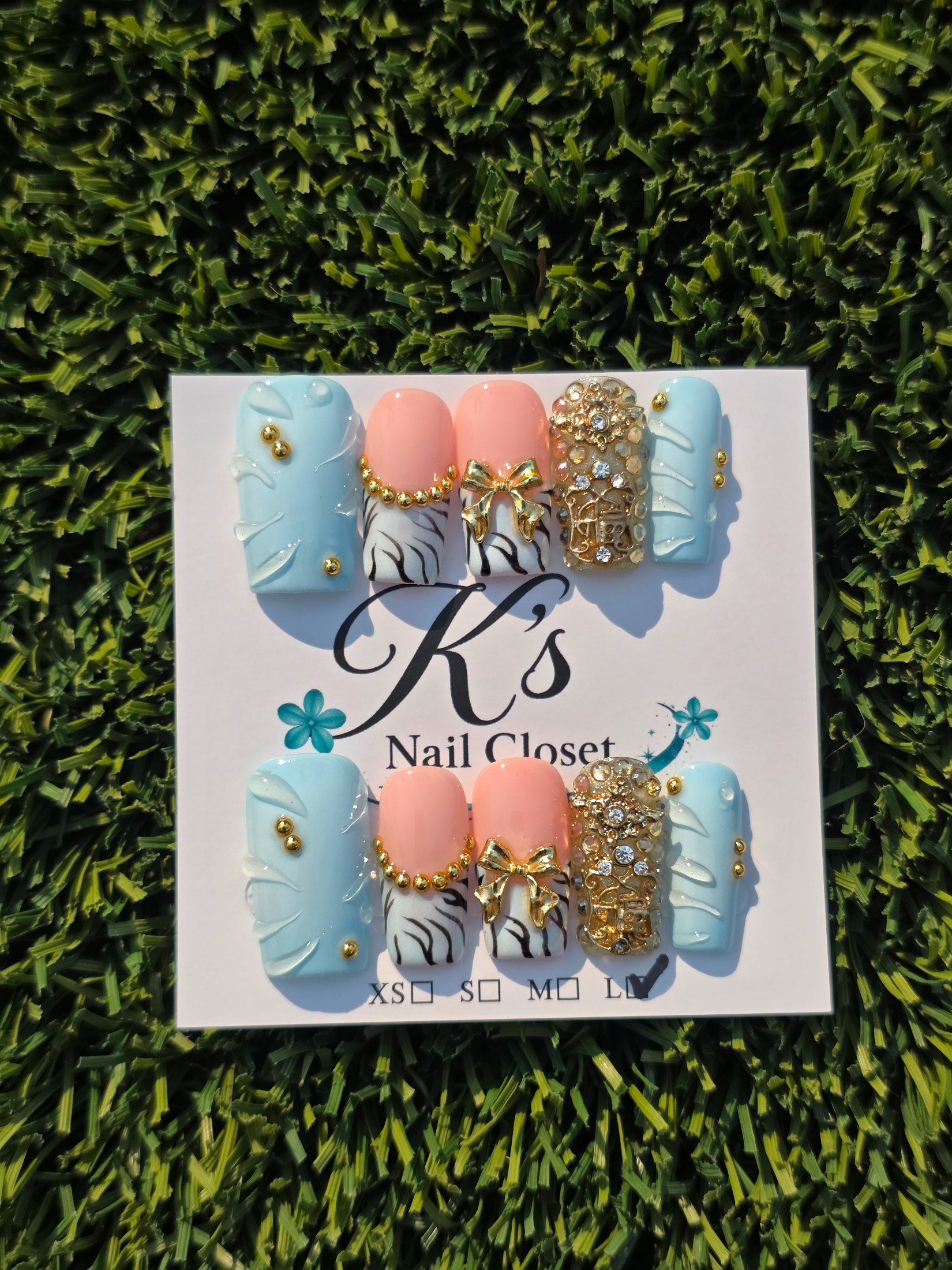 Blue zebra Press-On Nails - Size L