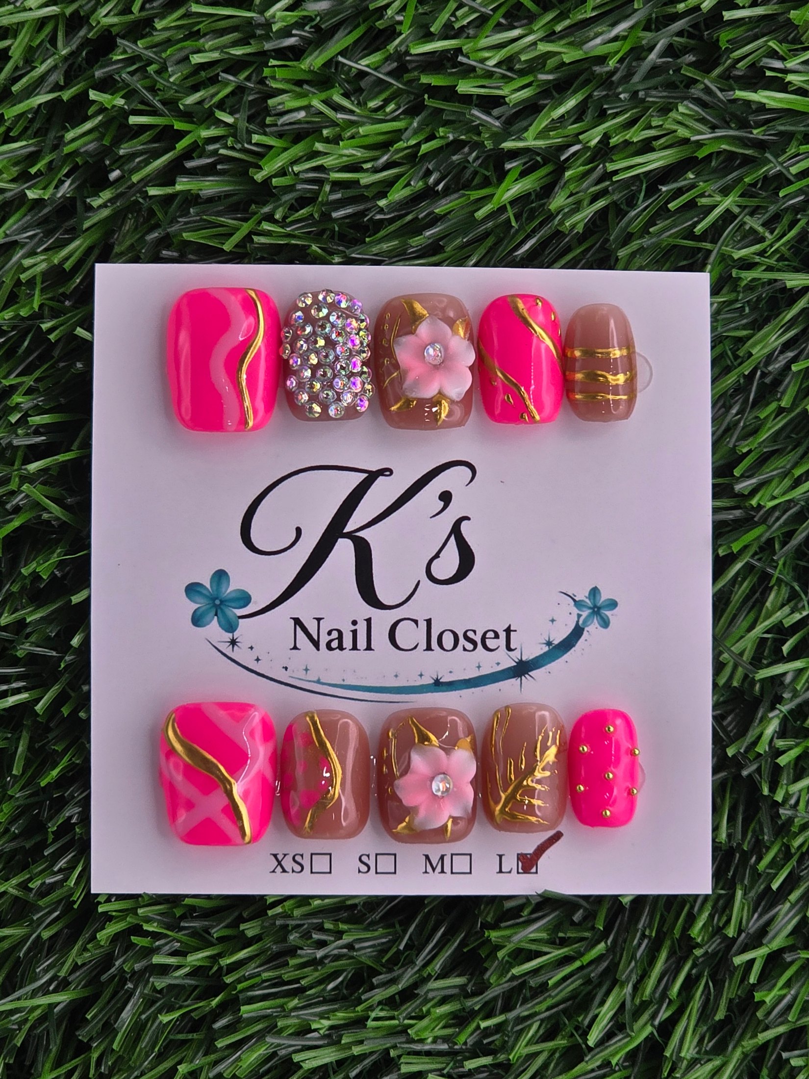 Hot Pink Press-On Nails - Size M, L