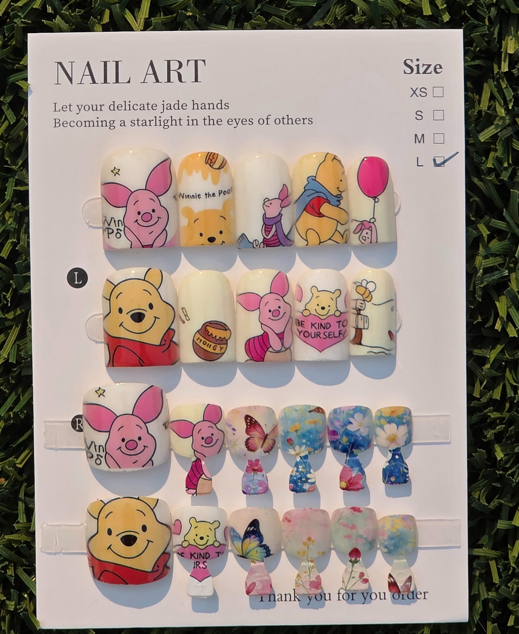 Winnie inspired w/ toes Press-On Nails - Size L
