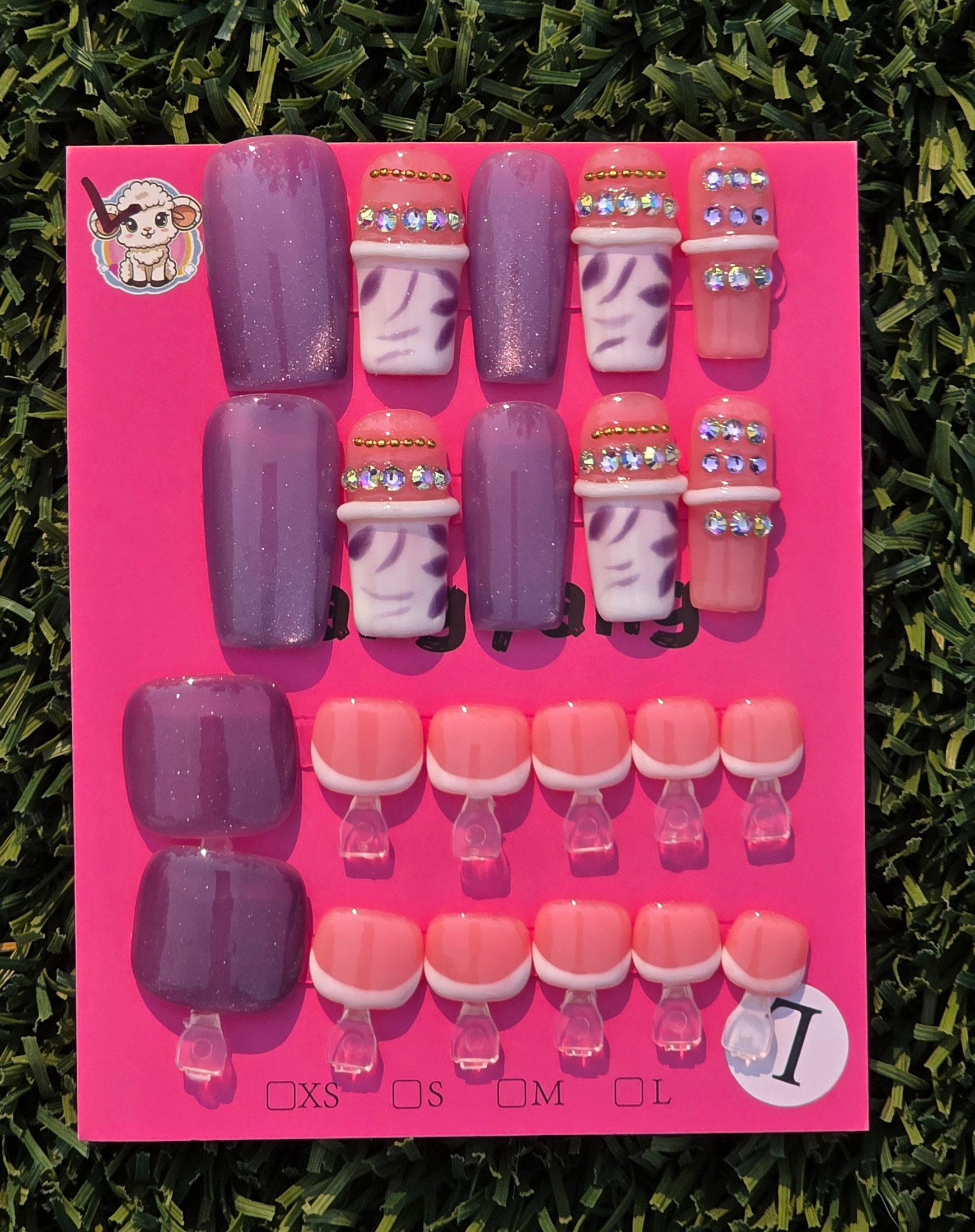 Purple cateye w/ toes Press-On Nails - Size L