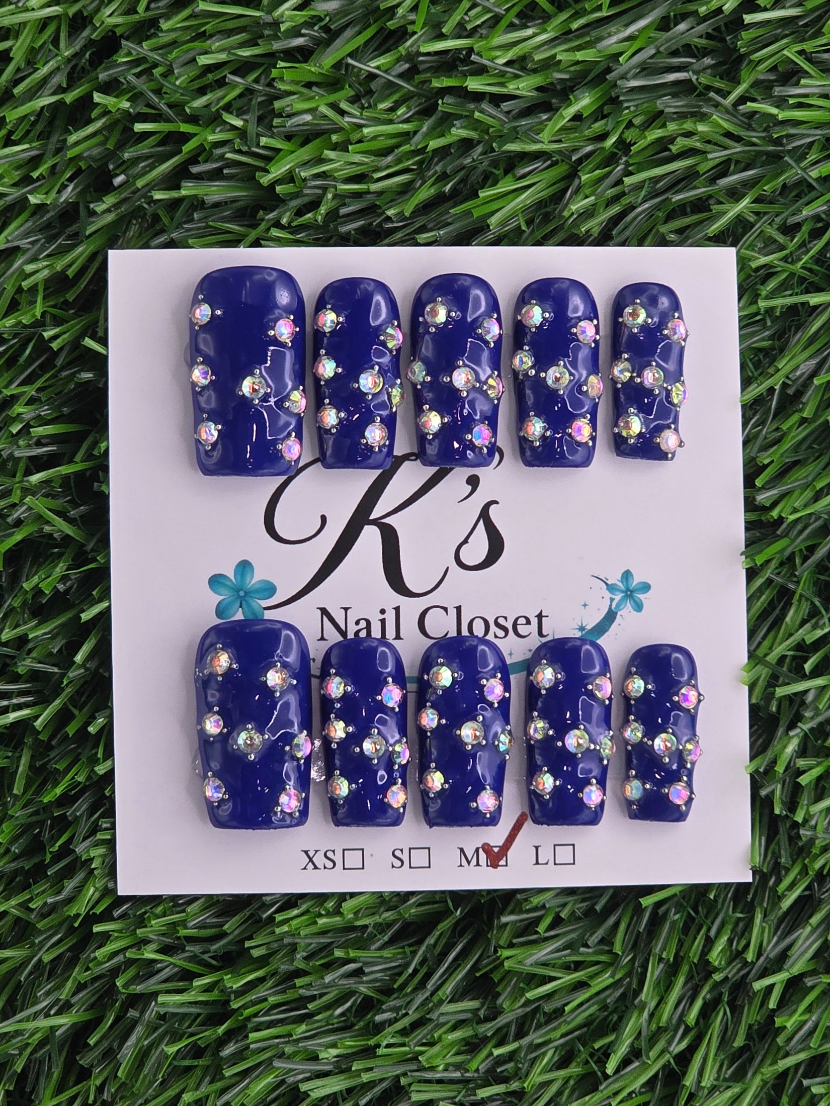 Rhinestone Press-On Nails - Size S, M