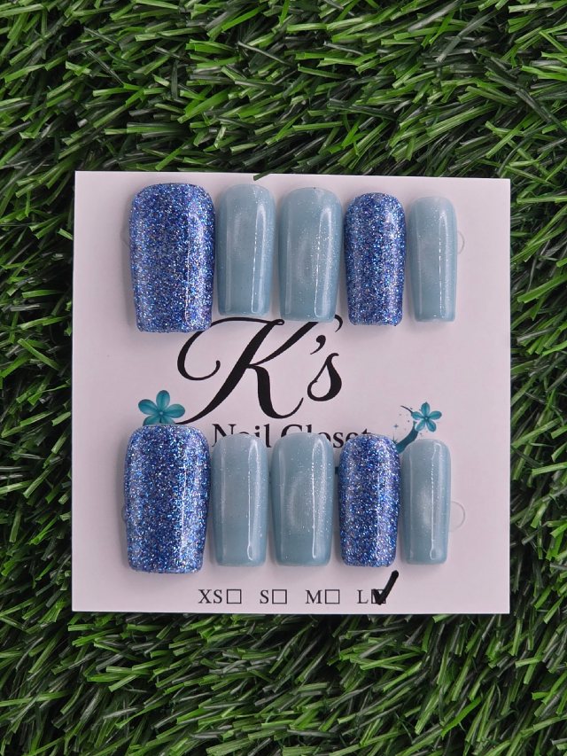 Light Blue Cateye and Blue Glitter
